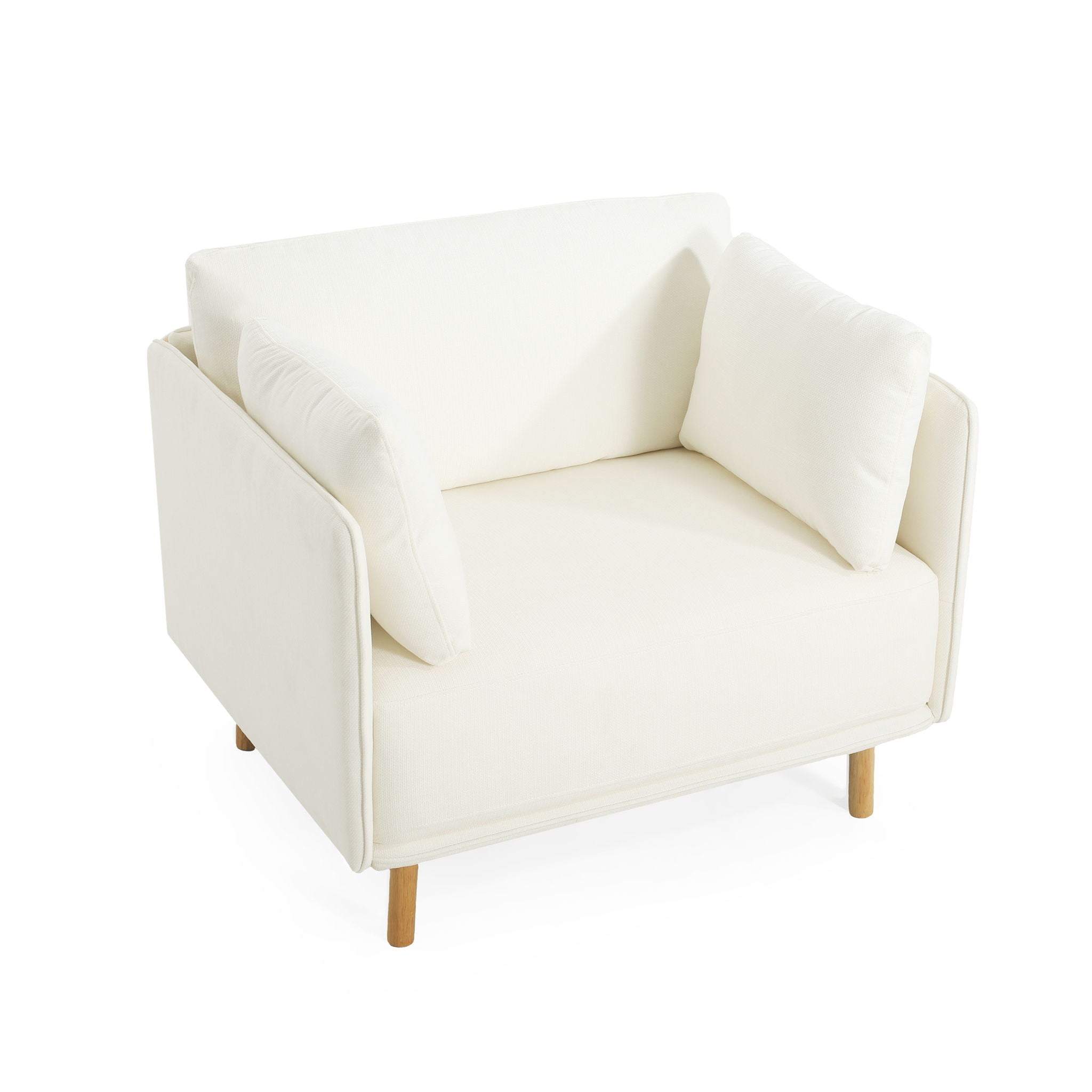 Modern Upholstered Accent Chair With Soft Cushions, Sleek Armrest Design