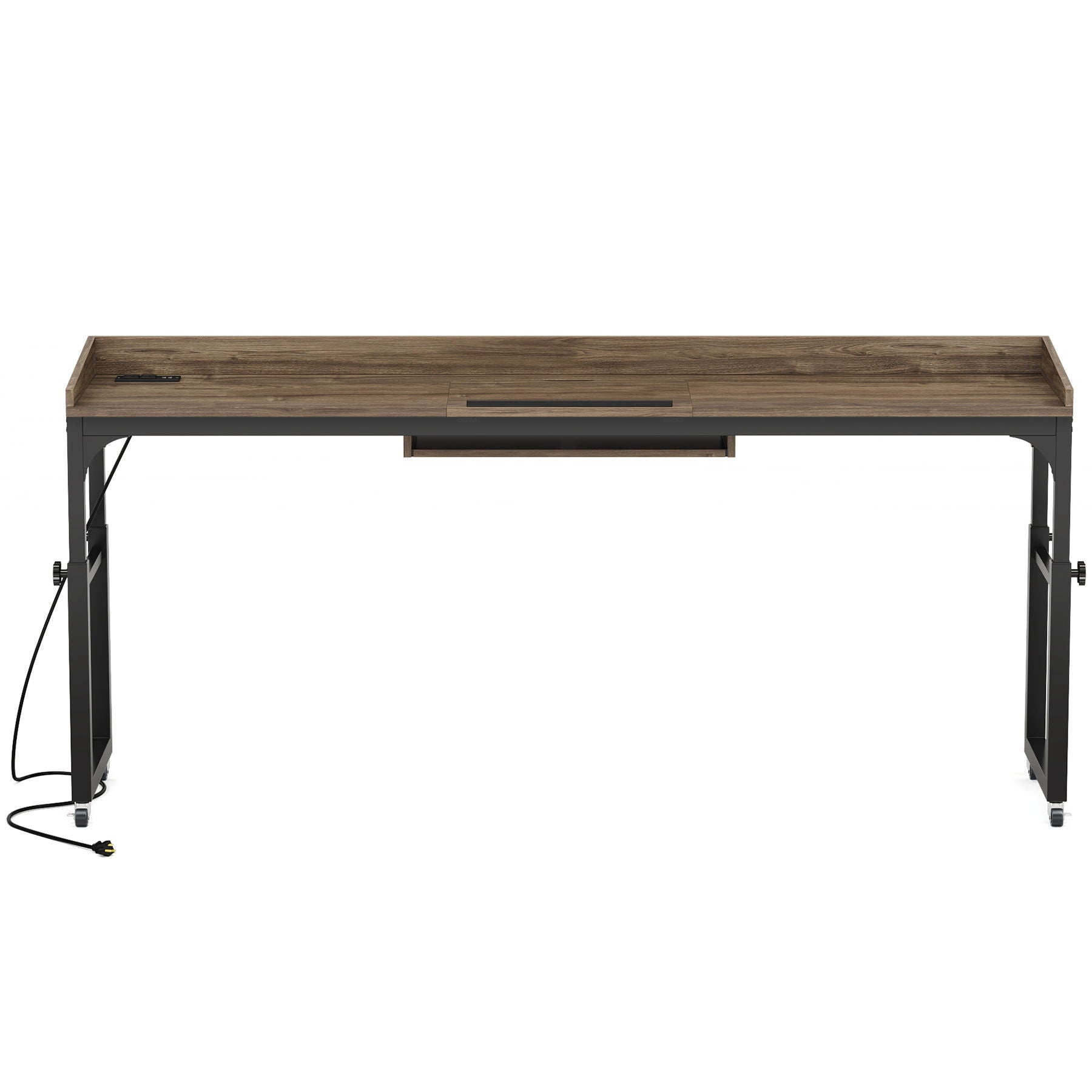 Adjustable Overbed Table With Wheels, Queen Size Mobile Desk - Dark Gray