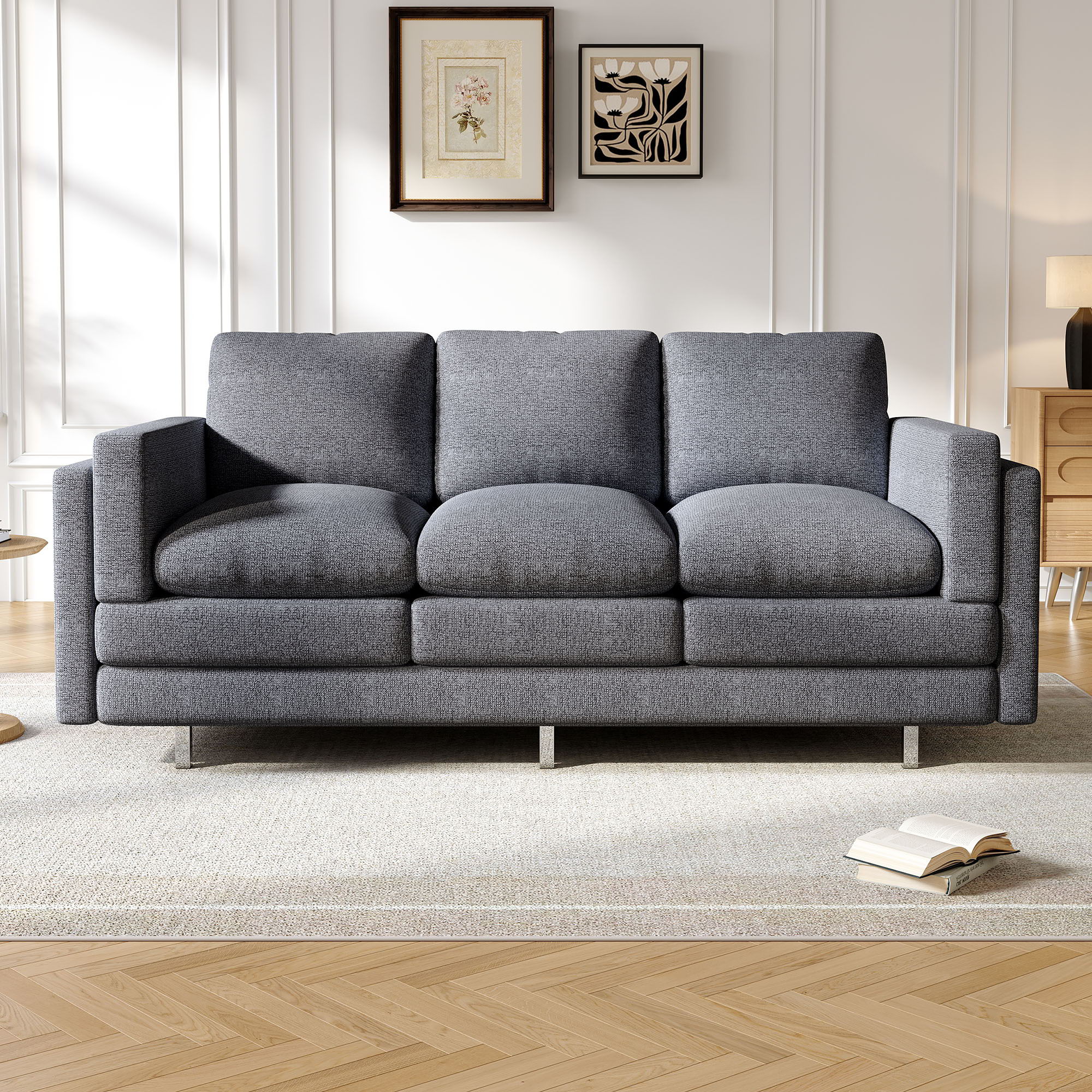 3 Seater Sofa With Dual Layer Seat Cushions