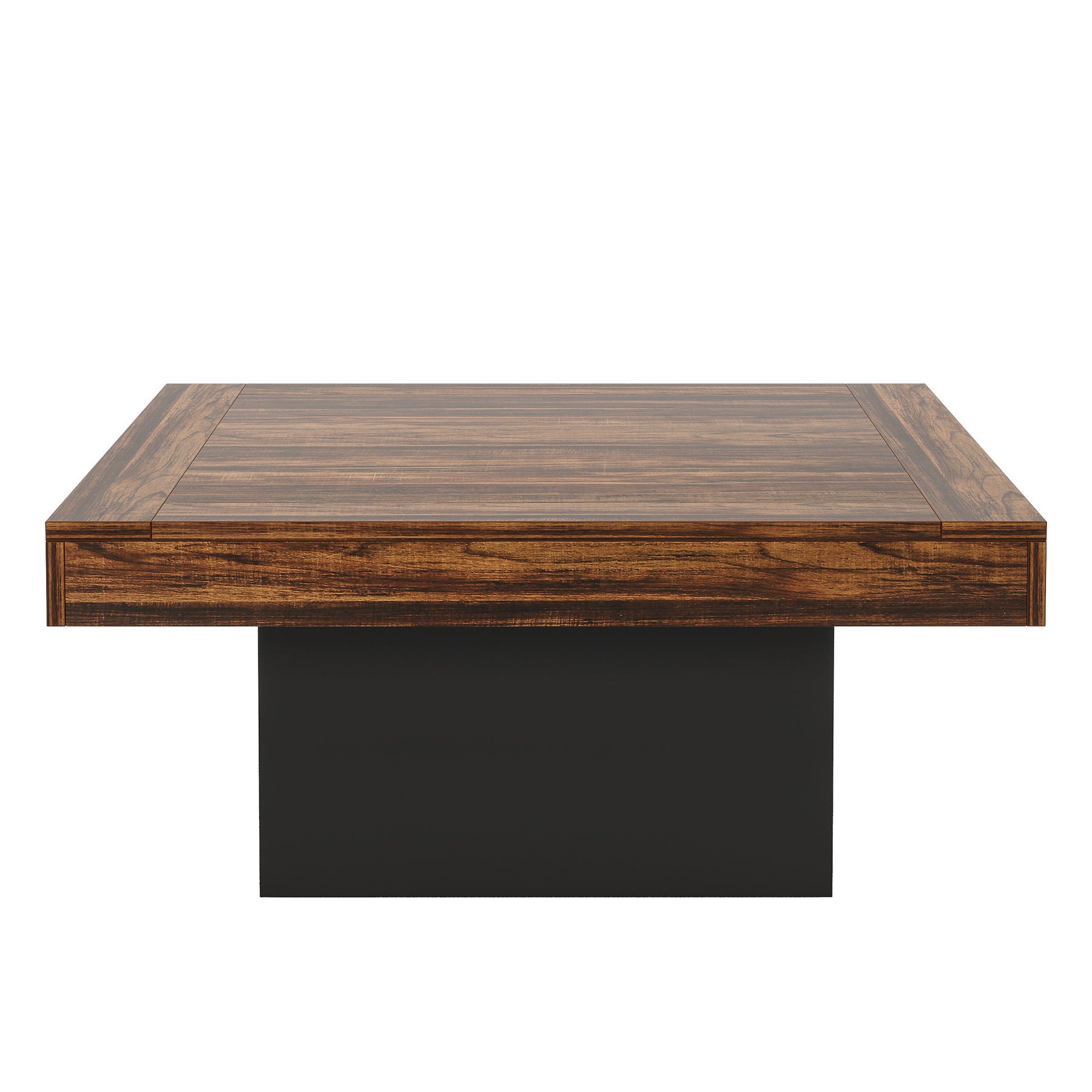 LED Coffee Table With Base, Center Table For Living Room - Rustic Brown