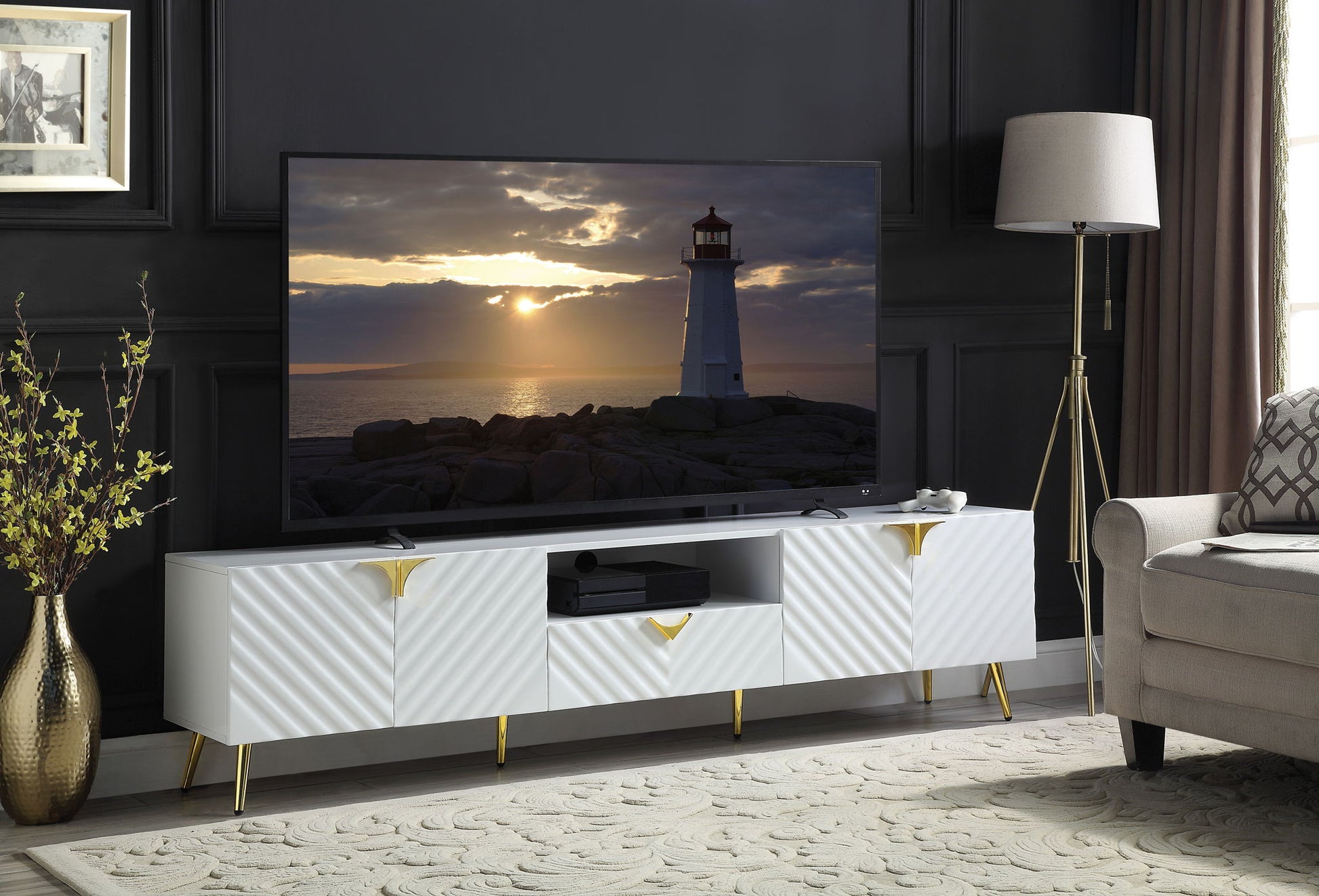 Gaines - High Gloss TV Stand - White - Best Buy Furniture