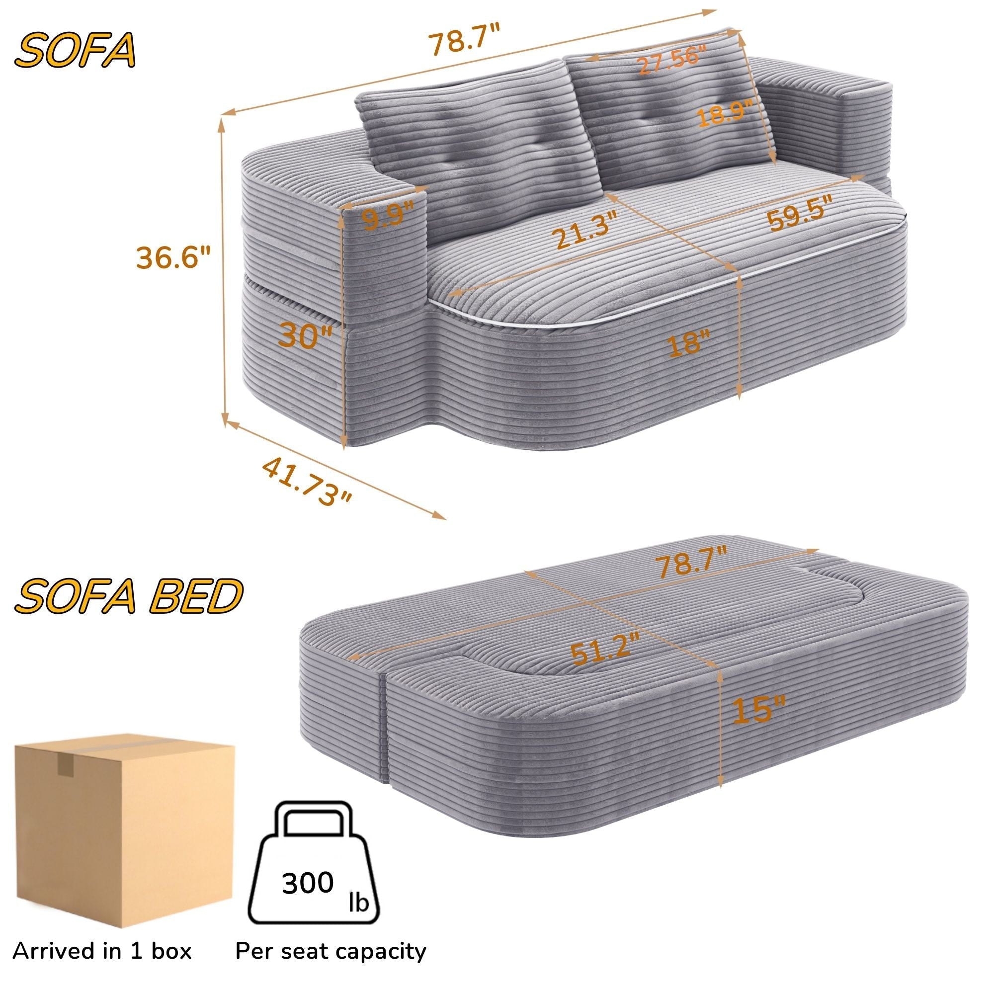 Convertible Floor Sofa Bed With Multi Functional Blanket