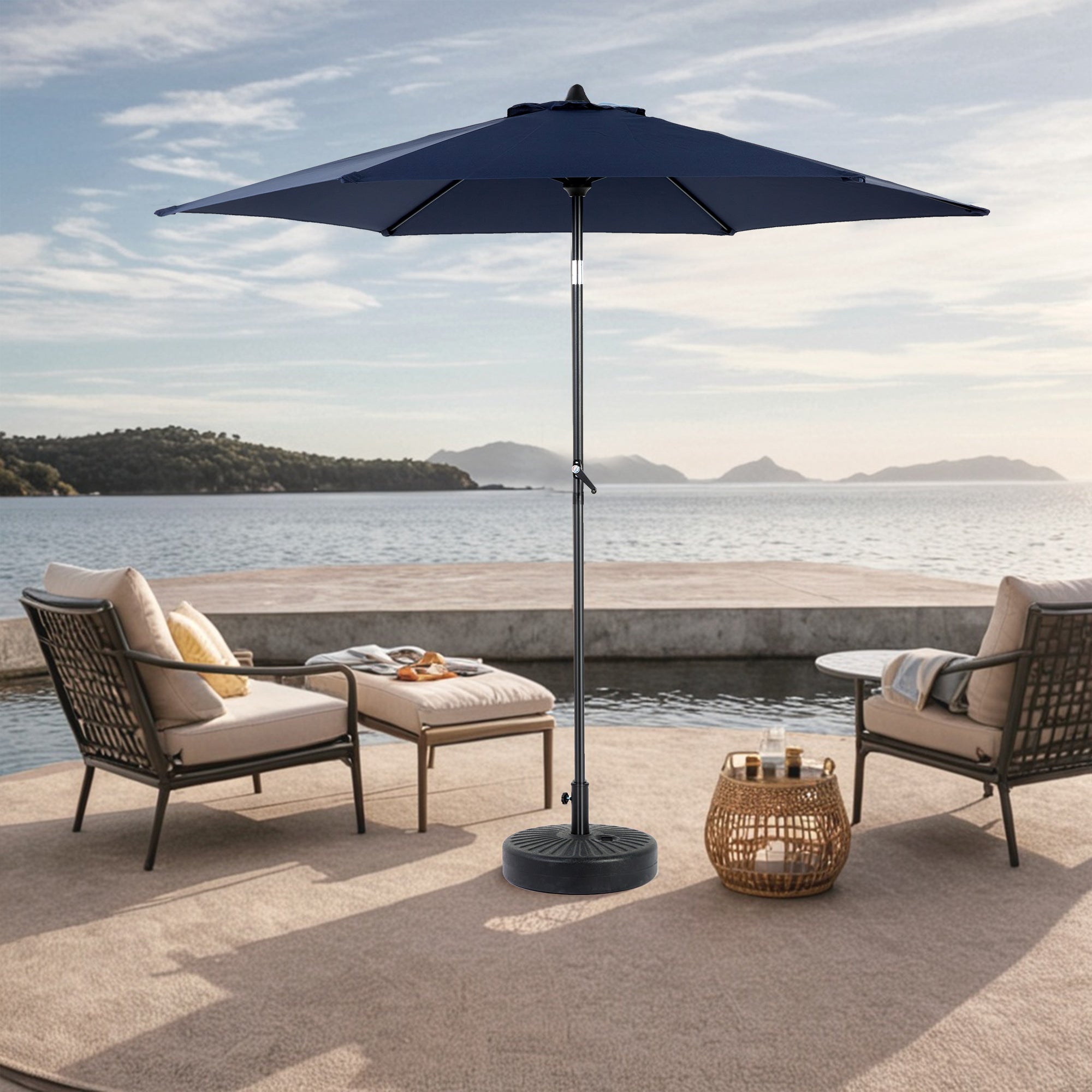 9FT Navy Blue Outdoor Patio Umbrella with Tilt and Crank