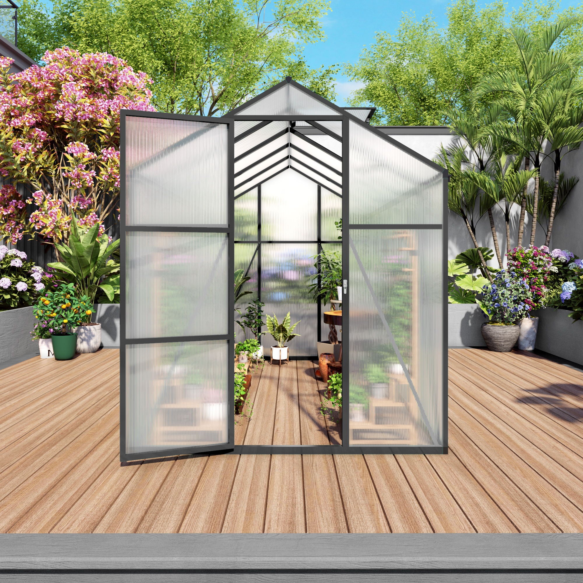 Gain Height Windproof Greenhouse With Raised Base