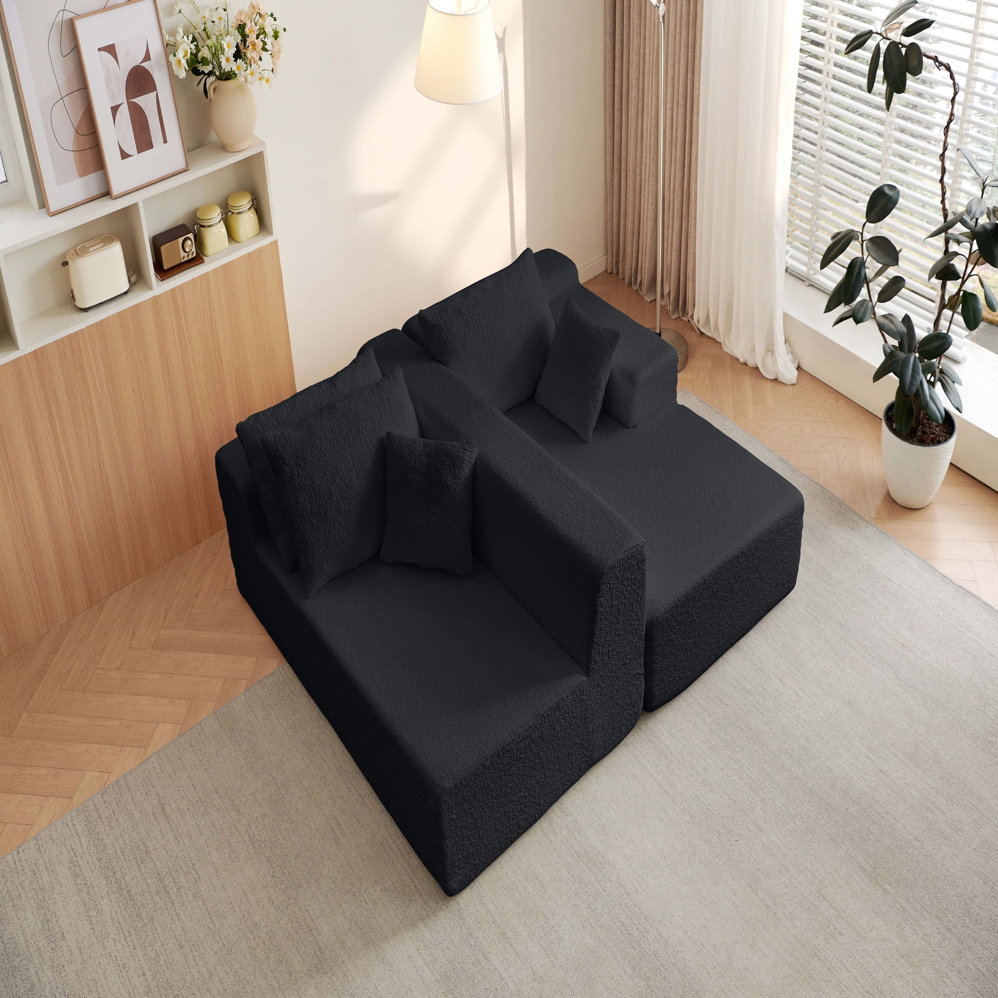 Modular Cloud Sectional Couch With L Shape Chaise - Black