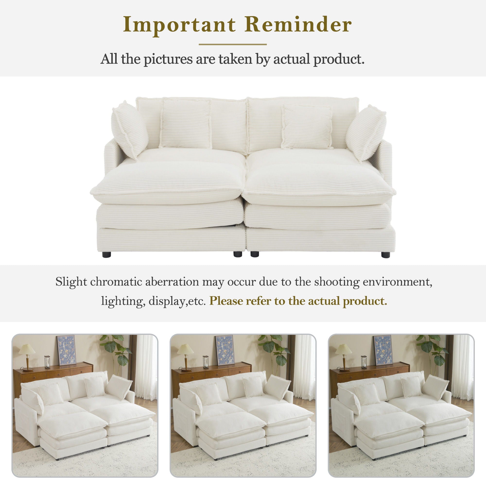 Modern Modular Sectional Sofa With Side Storage Pockets For Living Room