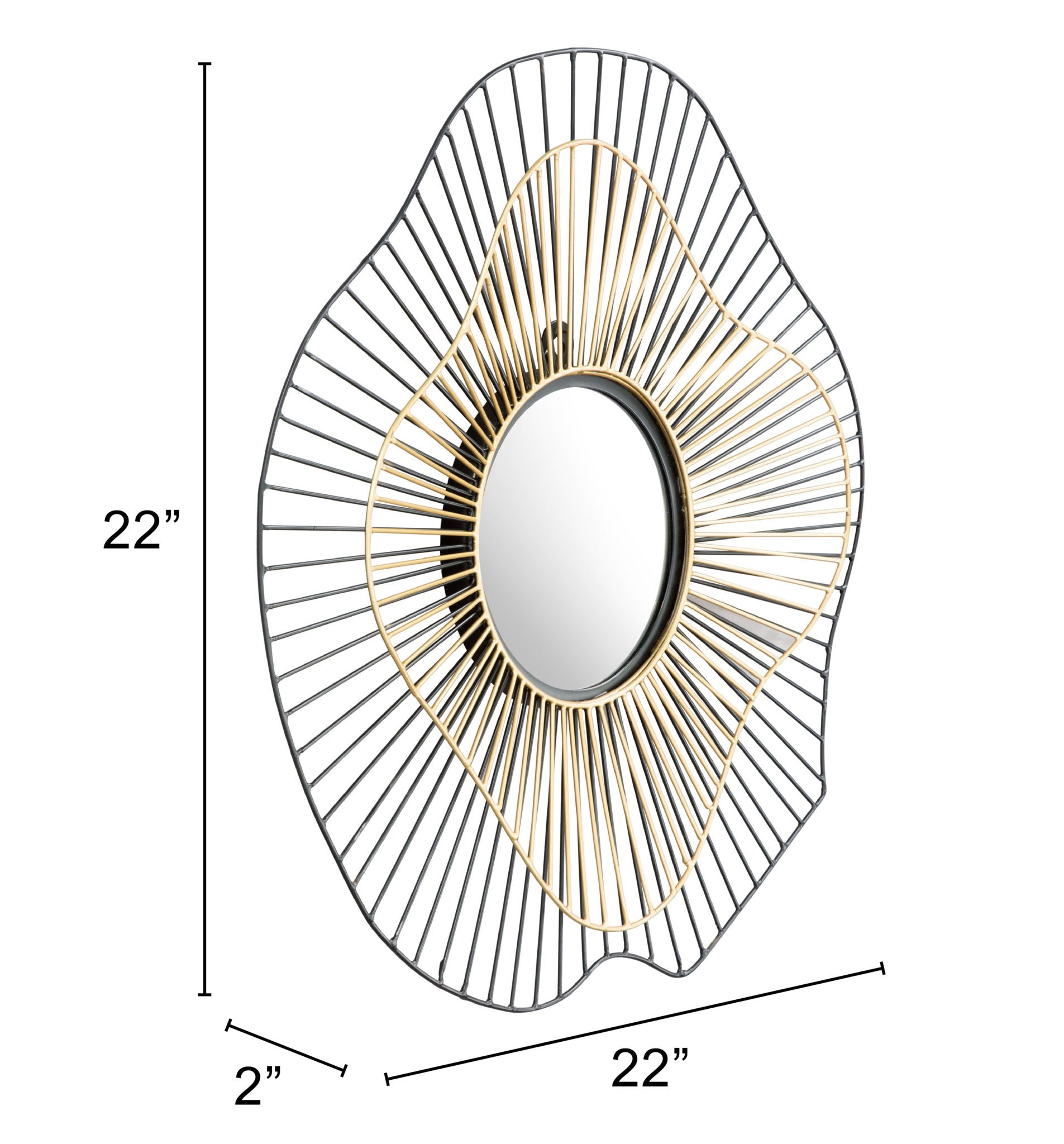 Comet - Round Mirror - Black / Gold