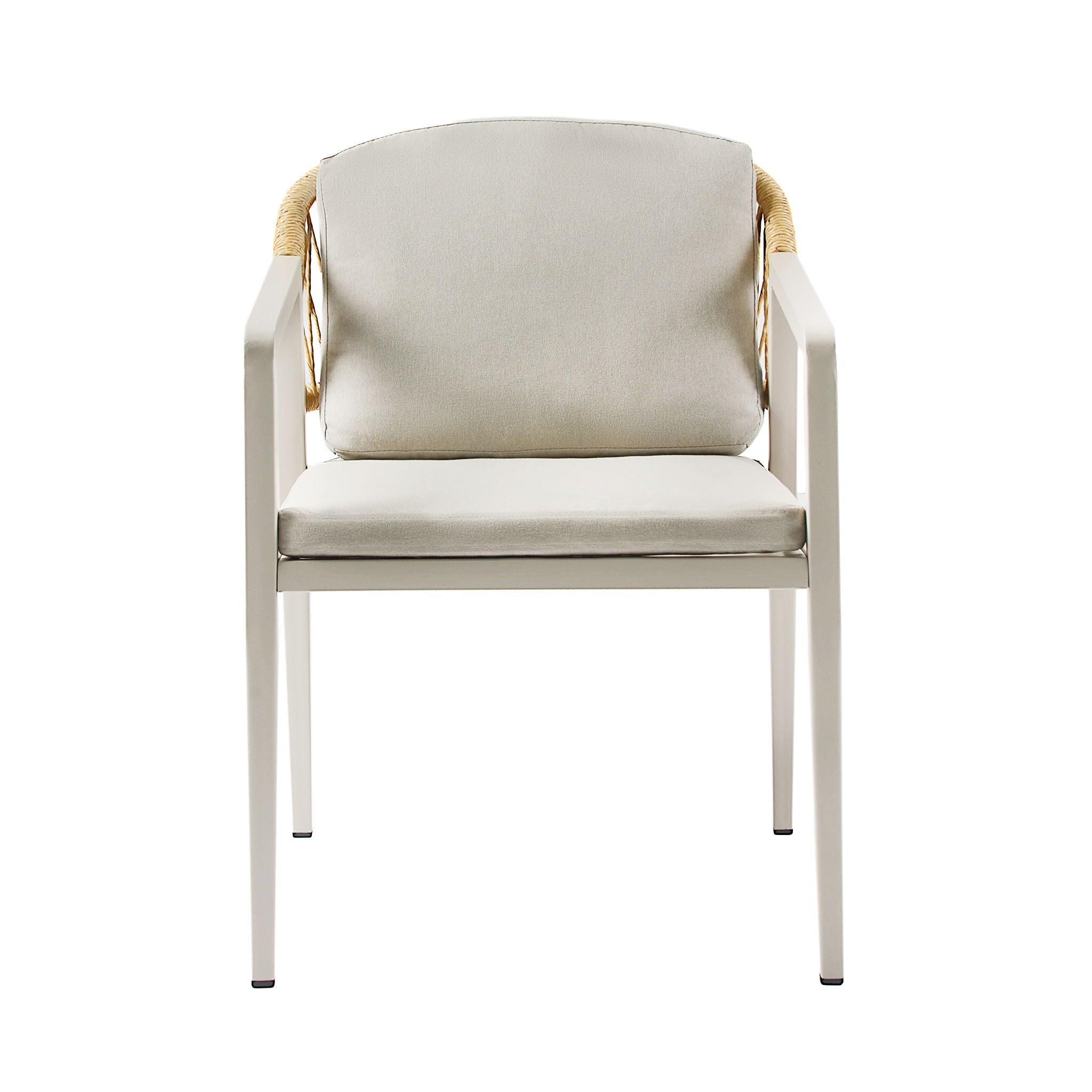 Outdoor Dining Set Acacia Wood Table With 6 Rattan Iron Chairs - Black / Natural / Gray