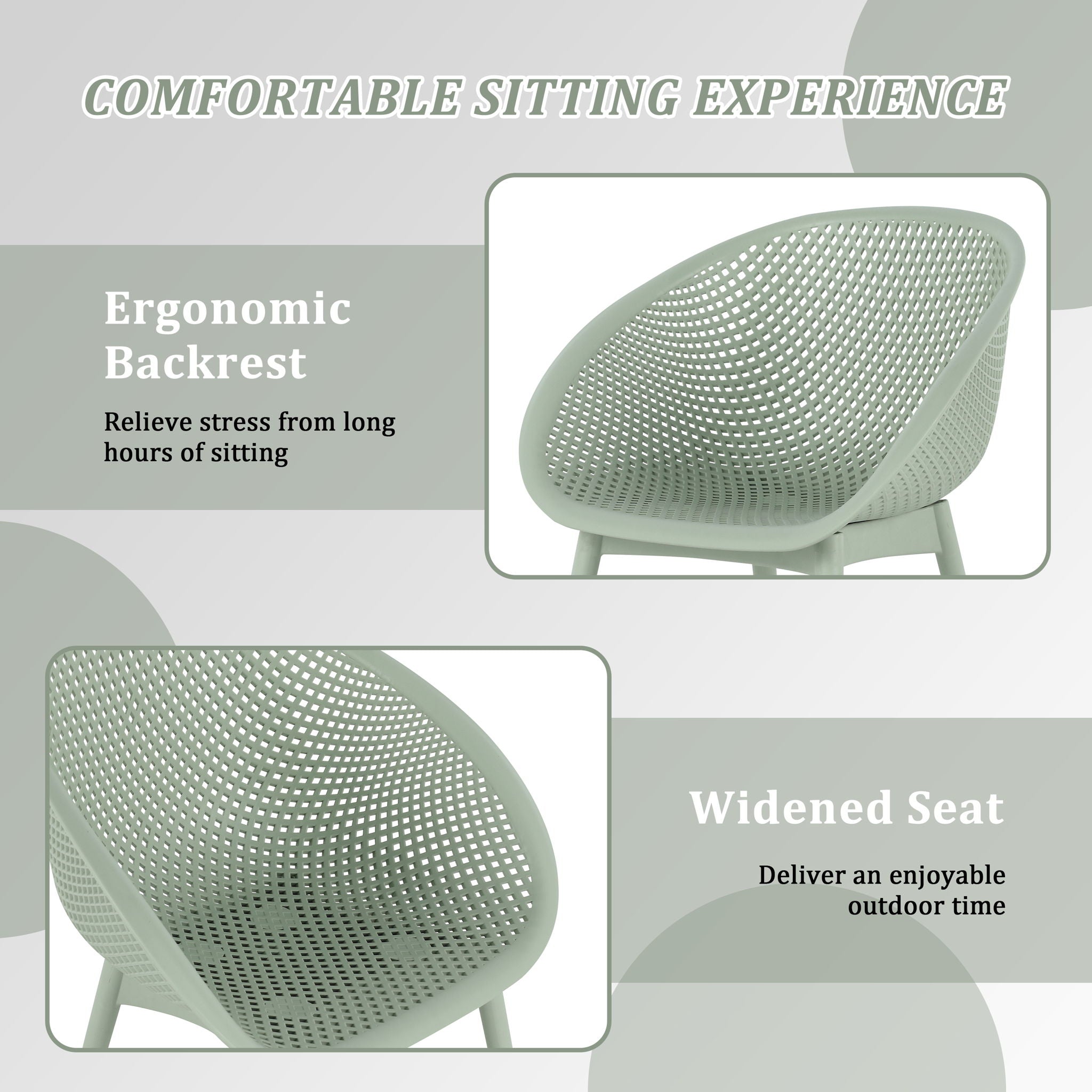 2 Piece Durable Single Chair With Mesh Hollow Out Design