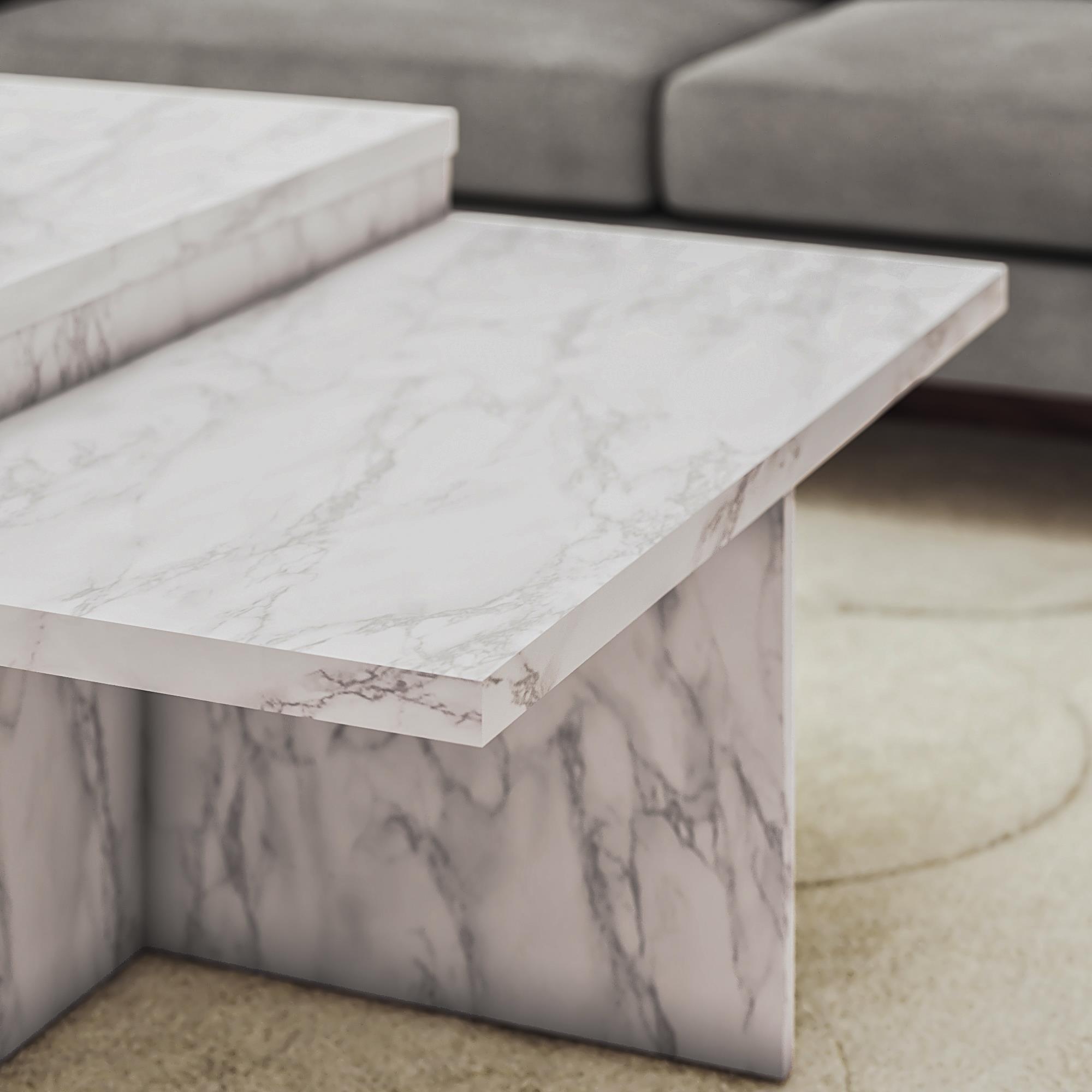 Brielle - 2 Tiered Coffee Table - White Marble