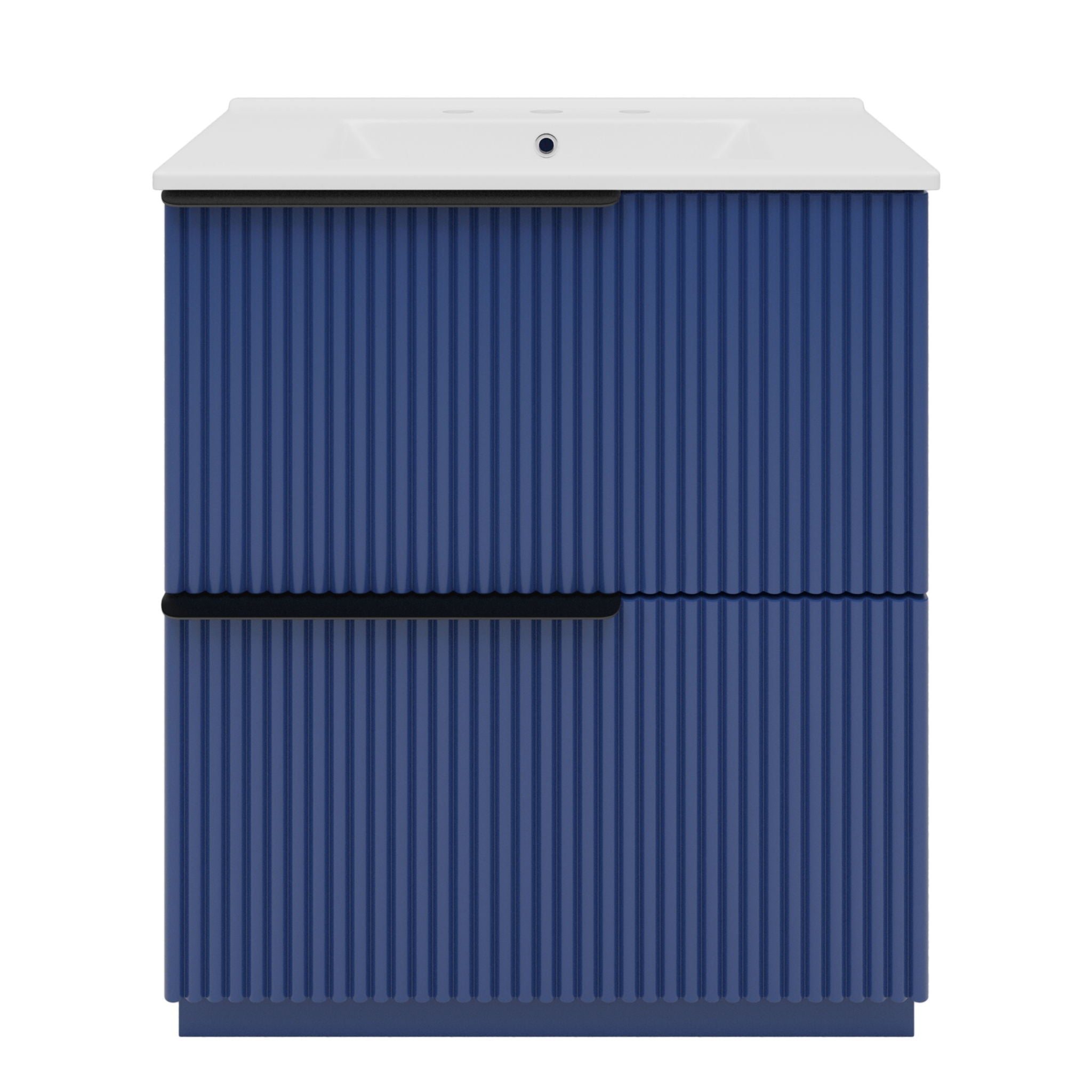 Fluted Bathroom Vanity With Ceramic Sink, Freestanding Cabinet