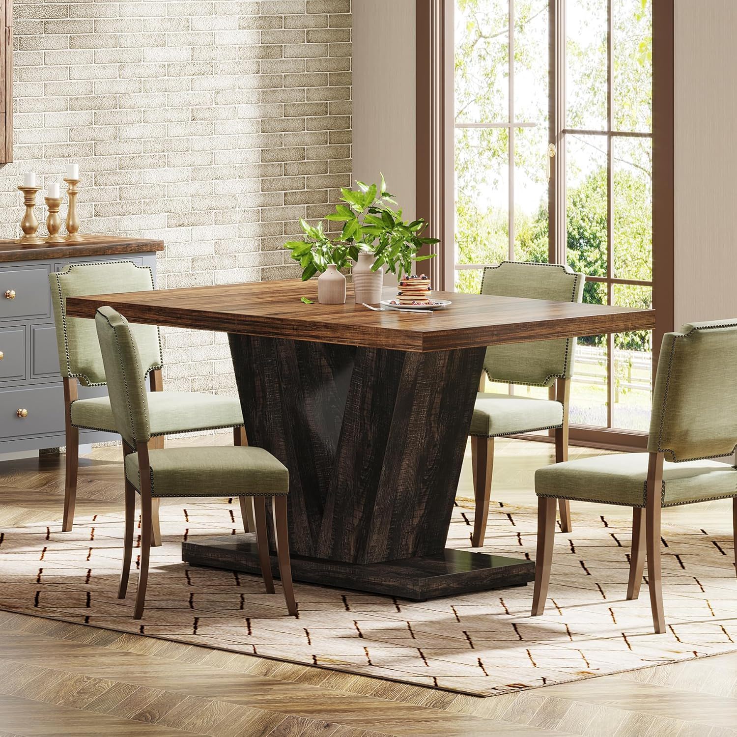 Dining Table With Pedestal Base For 4 - 6 People