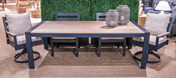 East Beach - Rectangular Dining Table With Umbrella Option - Blue