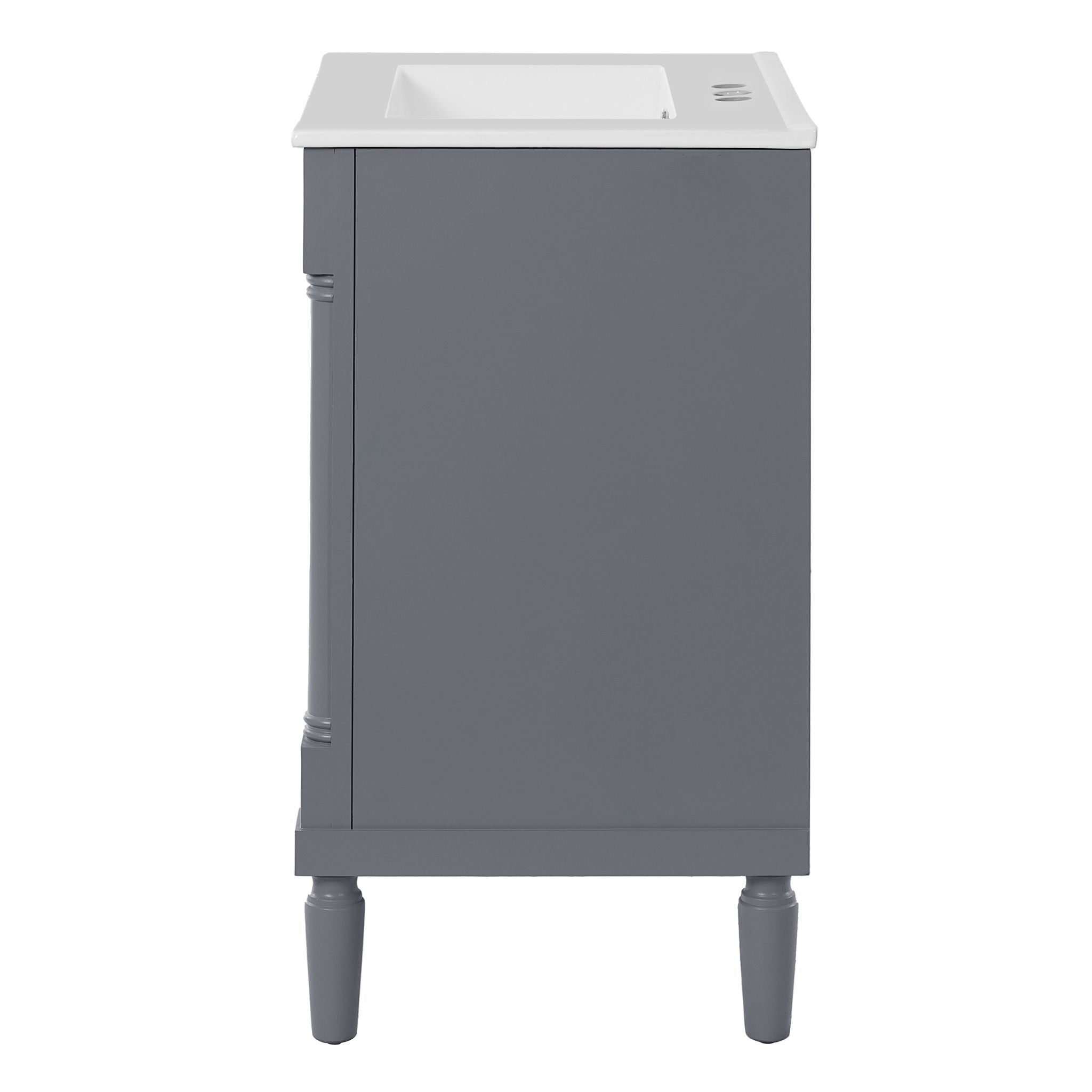 24" Bathroom Vanity With Top Sink, 2 Tier Storage Cabinet - Gray