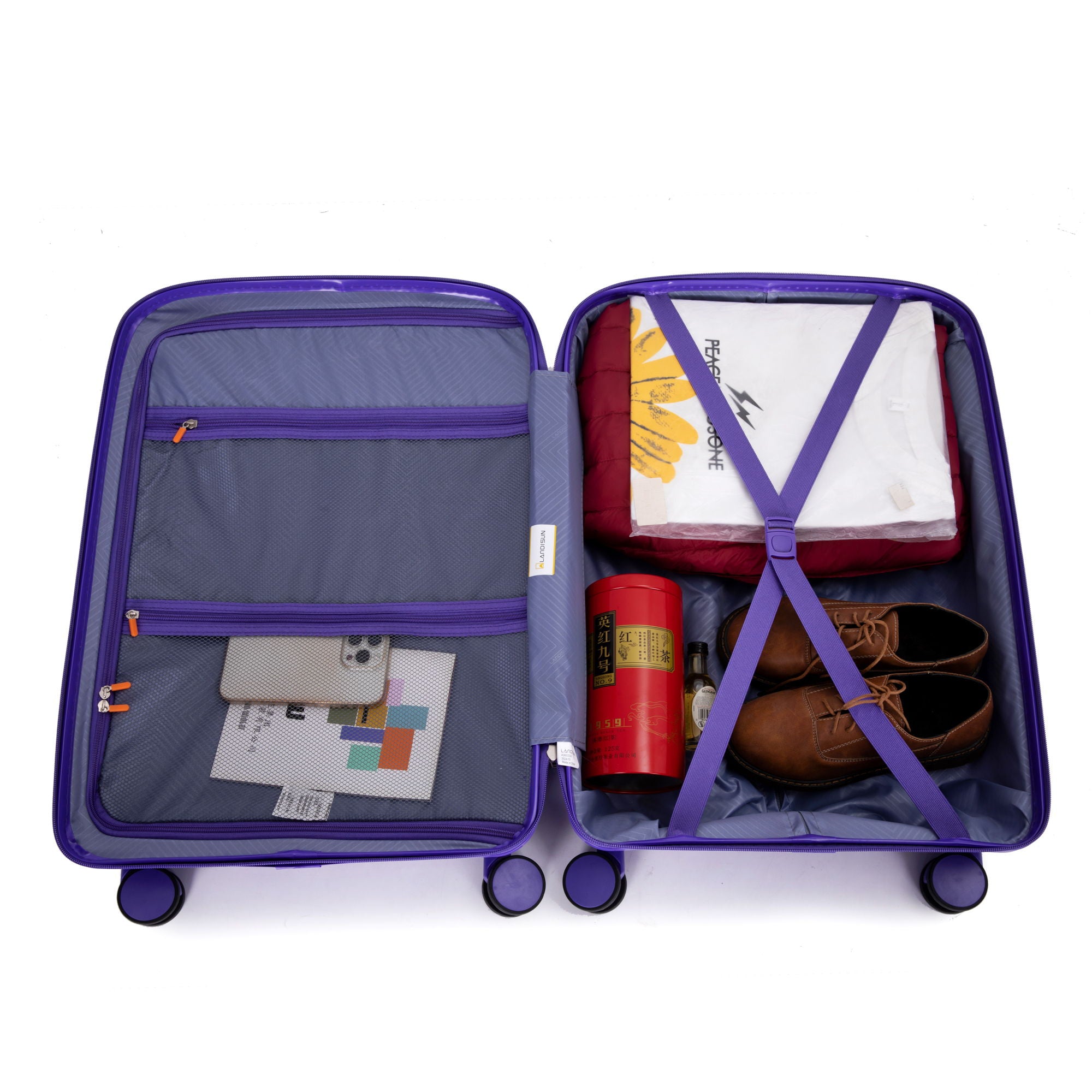 3 Piece Set Expandable Hardshell Suitcase Double Spinner Wheels