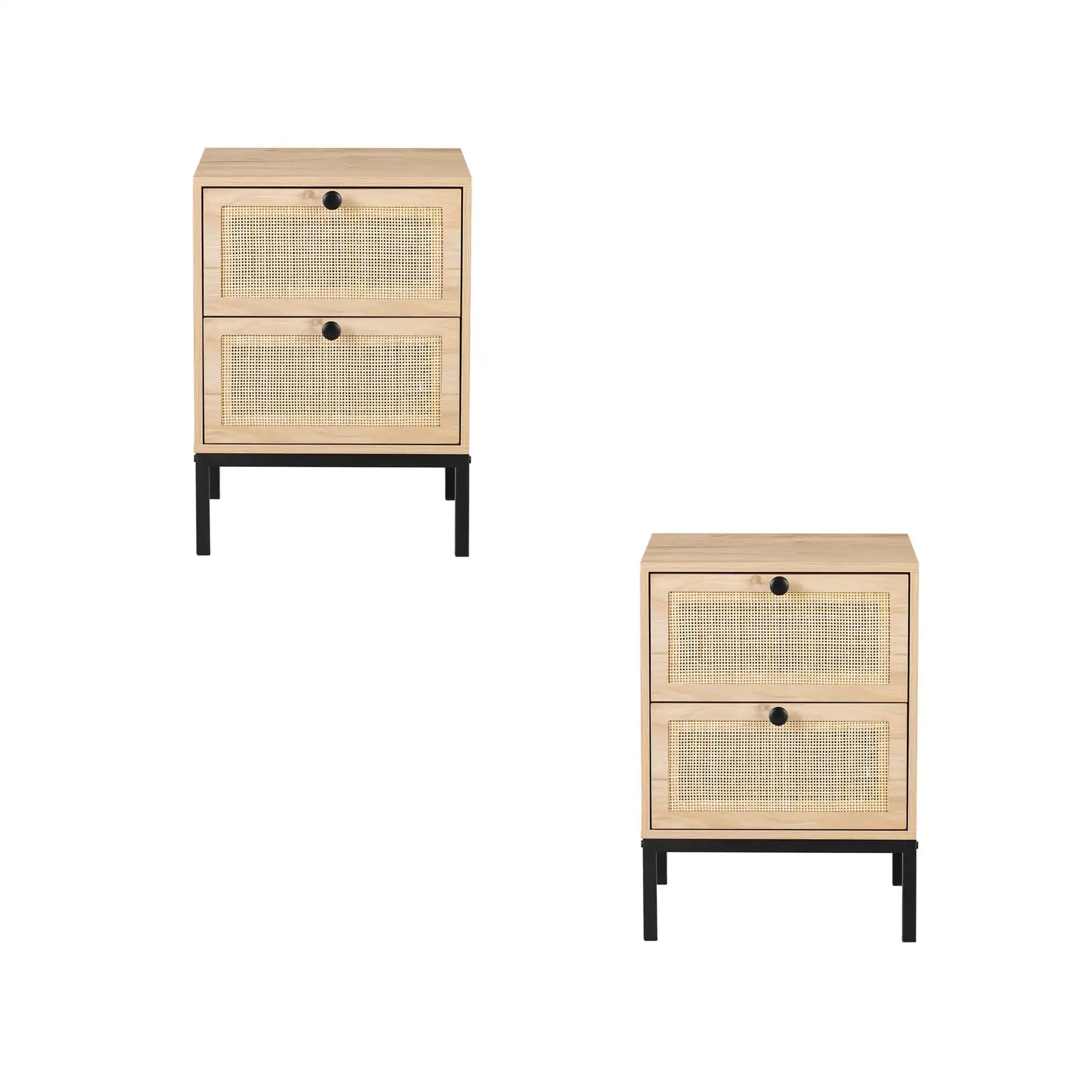 Charli Set of 2 Rattan Nightstands Set