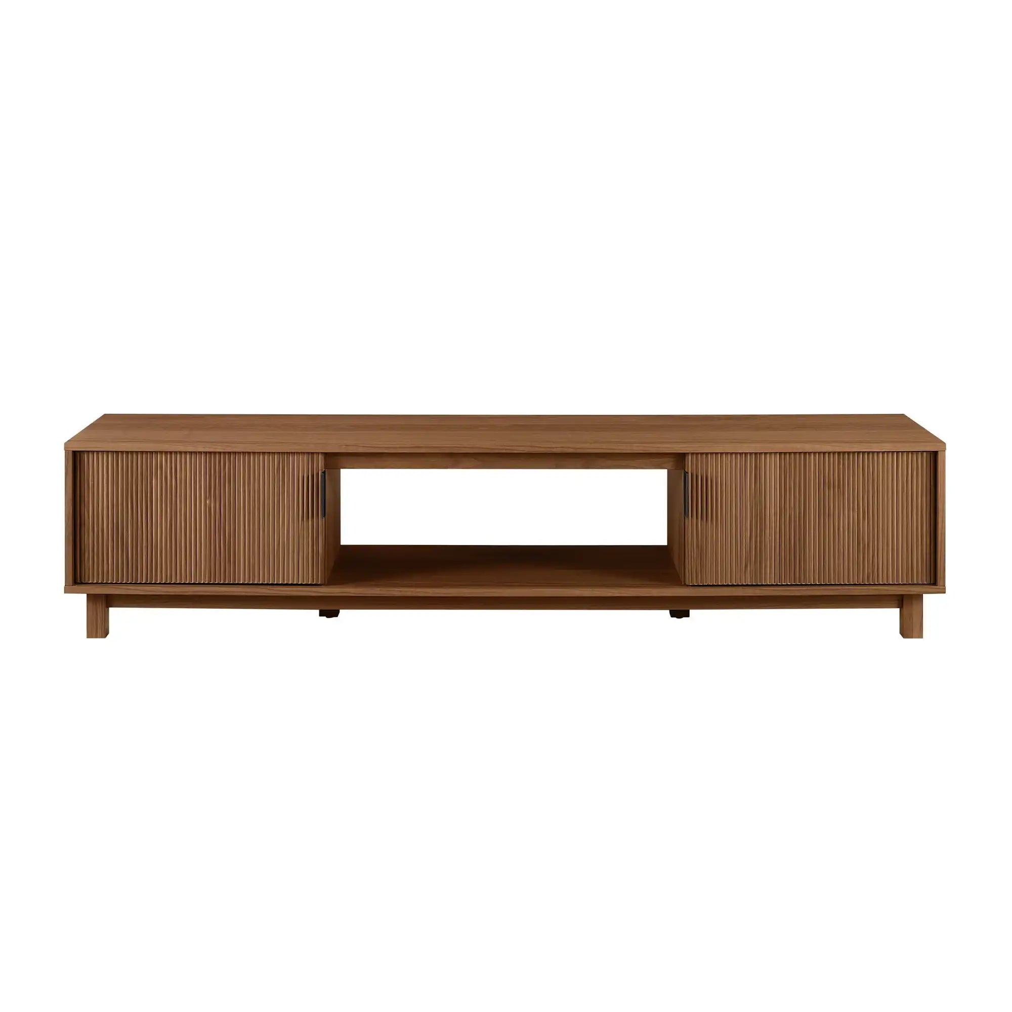 Modern Fluted-Door Minimalist TV Stand for TVs up to 80 inches – Mocha