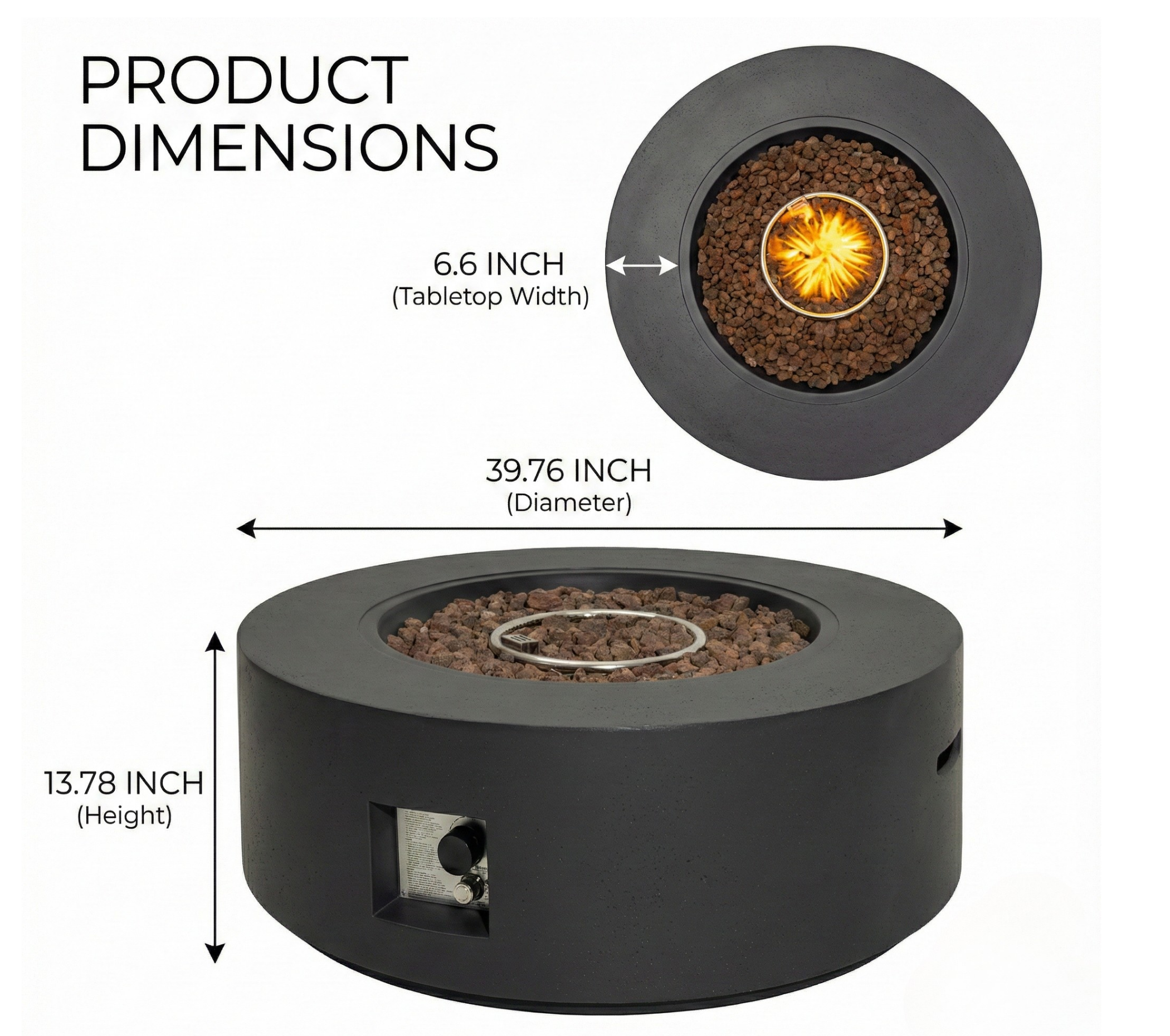 40' Round Outdoor Propane Fire Pit Table