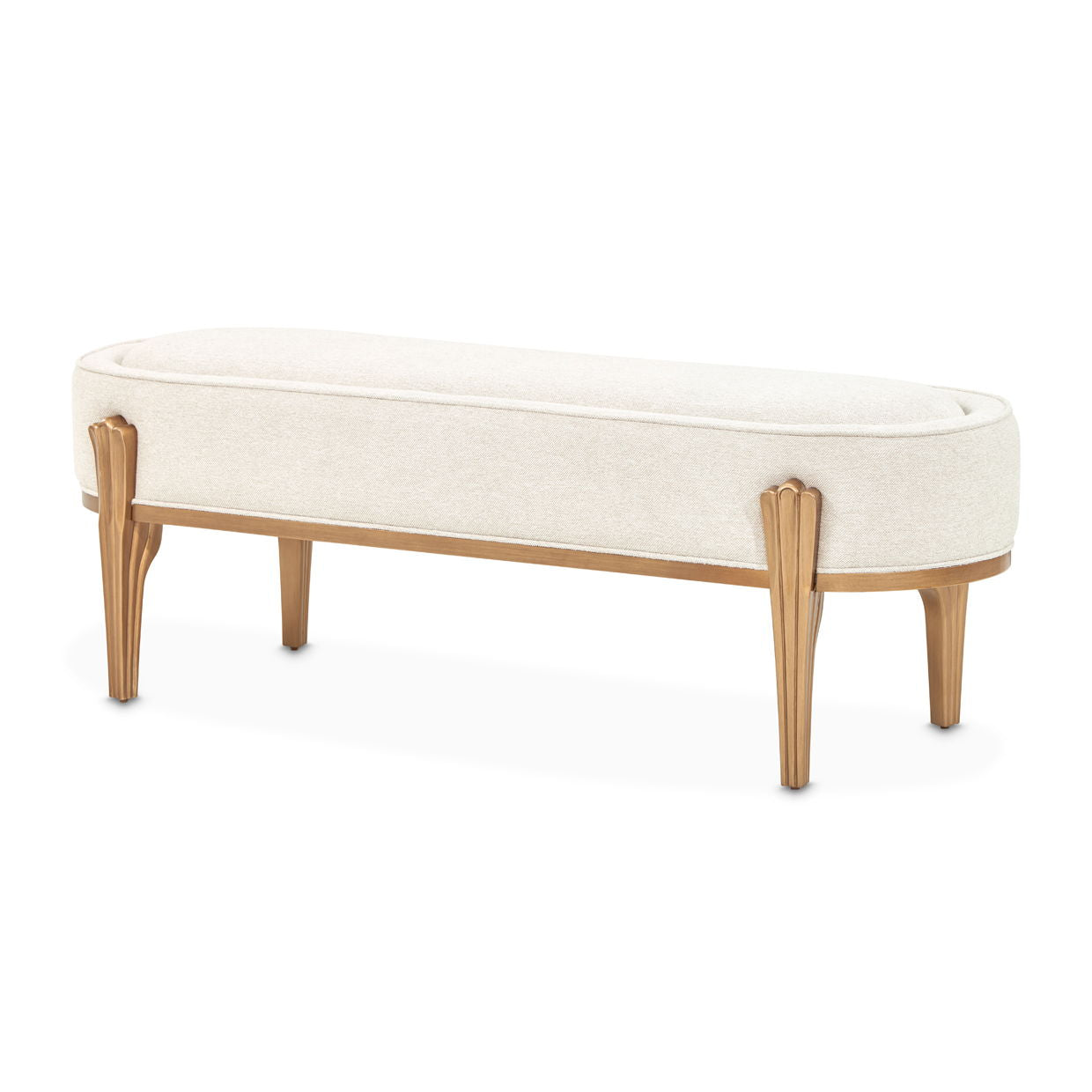 Camellia Field - Accent Bench - Linen / Antique Gold