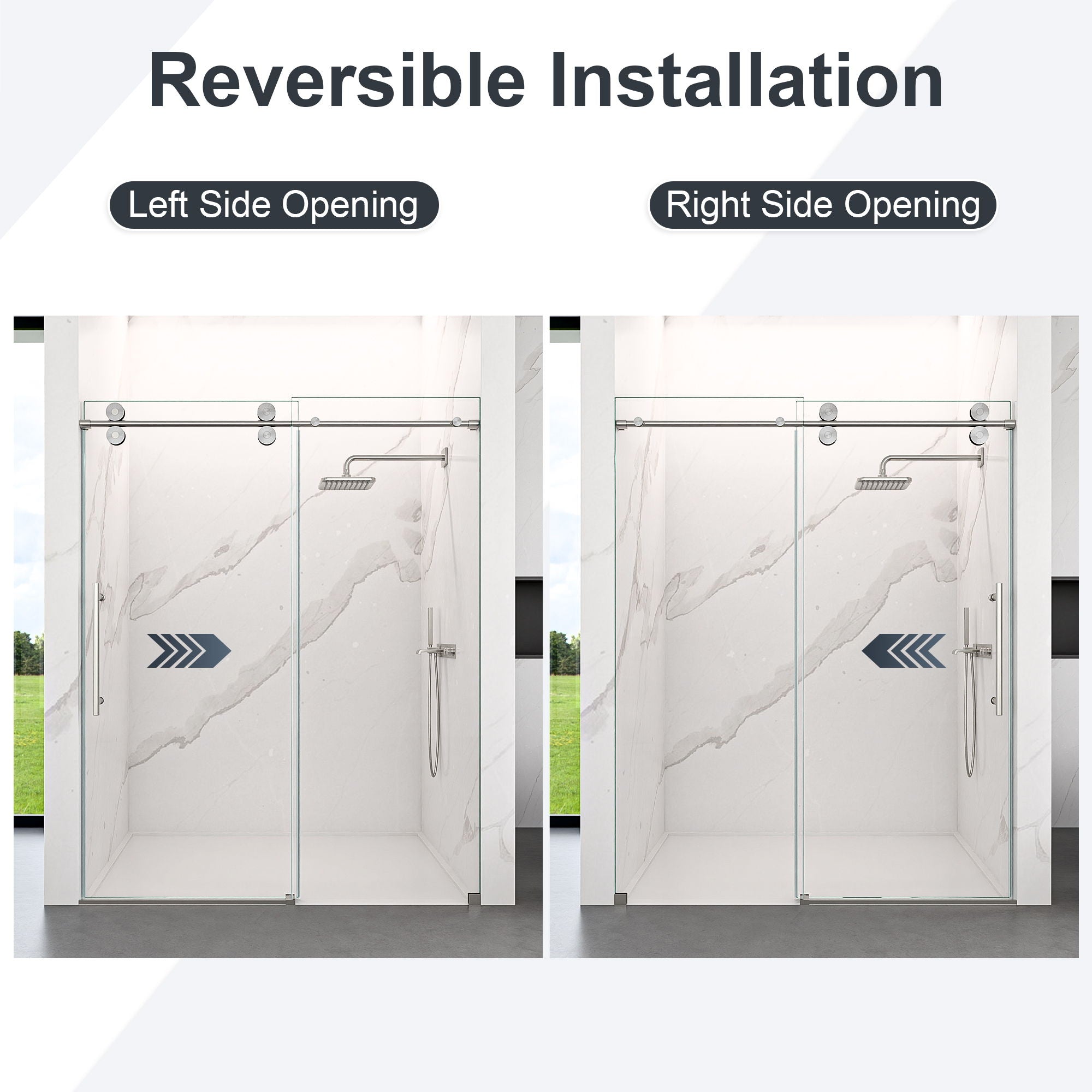 Frameless Single Sliding Shower Door With Clear Tempered Glass