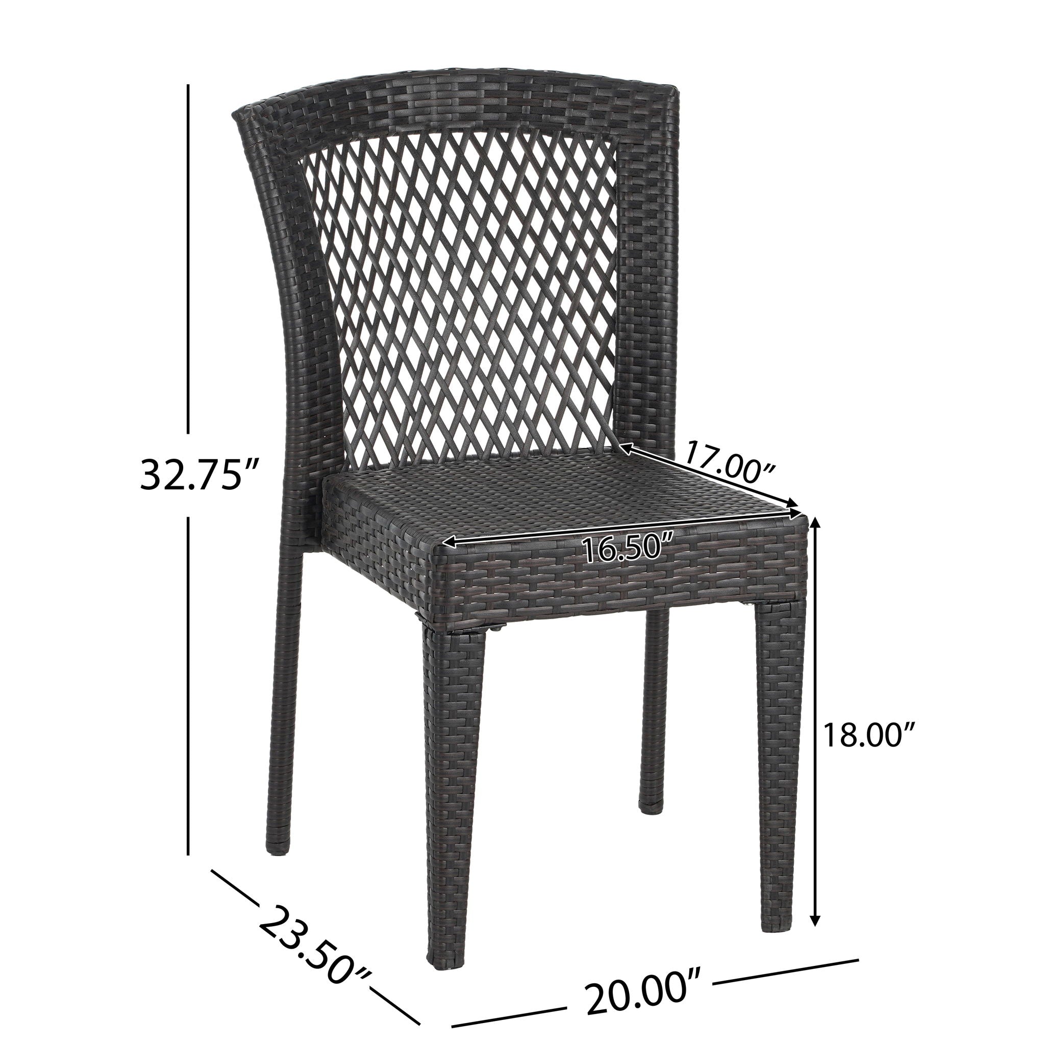 Outdoor Dining Chairs, Stackable Chairs With UV Resistant Frame (Set of 2) - Brown Multi