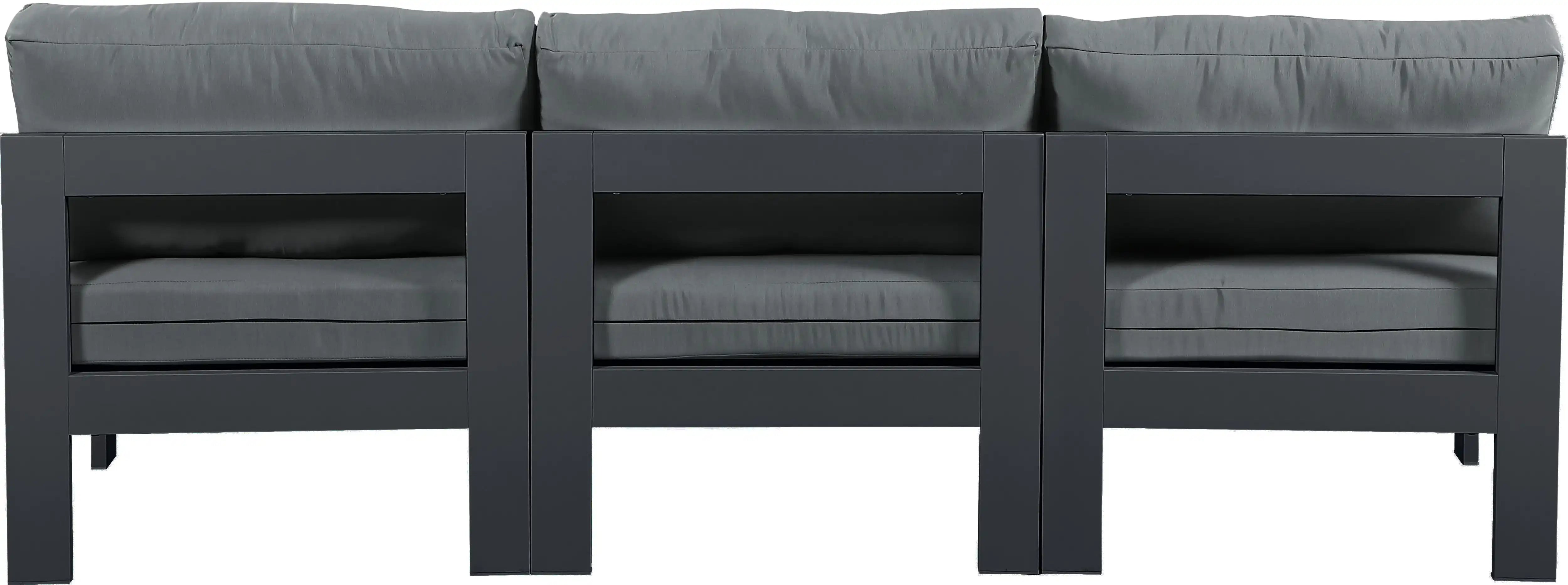 Nizuc - Outdoor Patio 3 Seat Armless Modular Sofa With Gray Frame