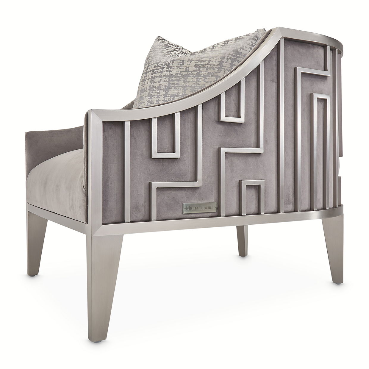 Roxbury Park - Velvet Accent Chair - Gray Pearl/Stainless Steel
