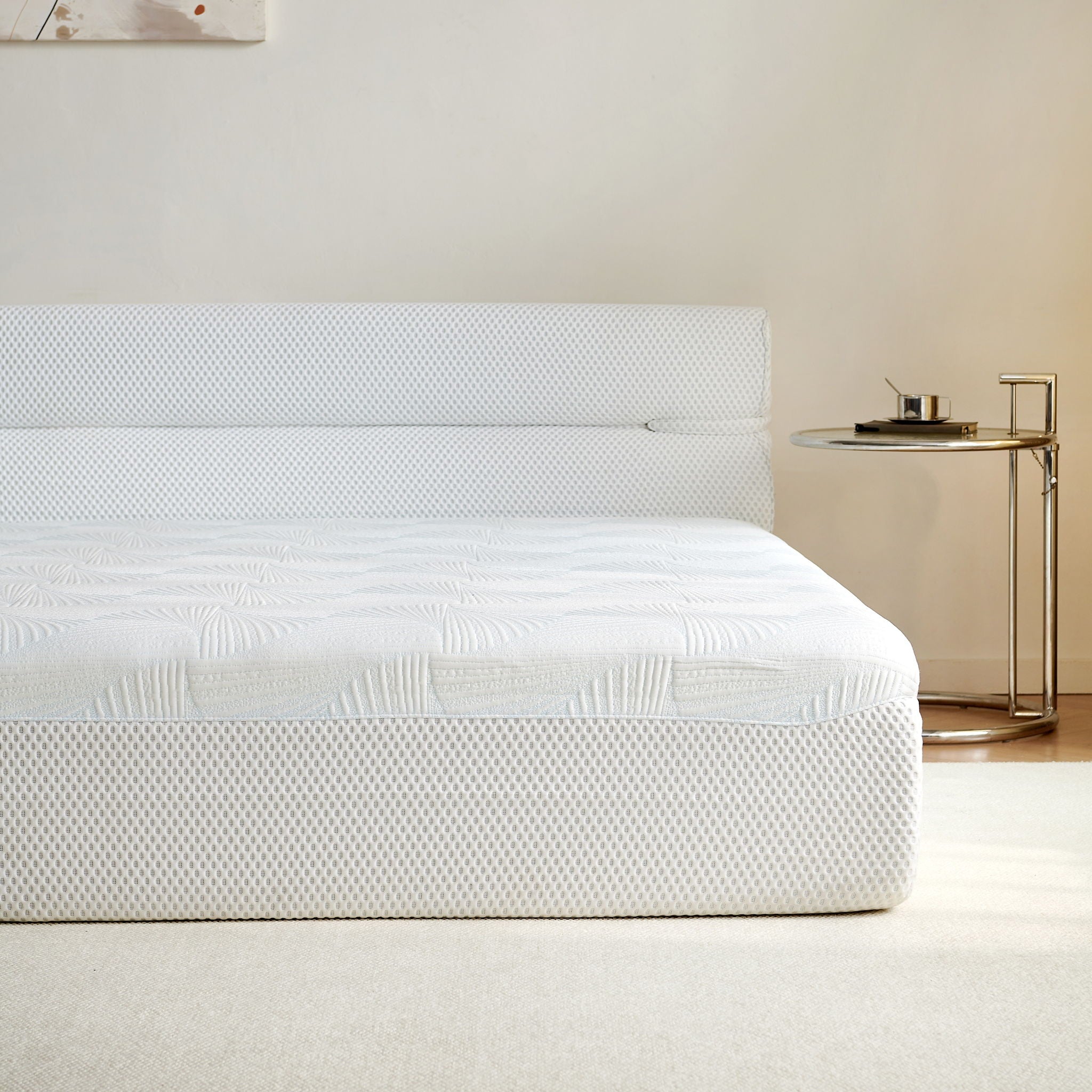 Full Mattress & Bed Frame With Cool , Innovative All In One, Pressure Relief, Motion Isolation - White