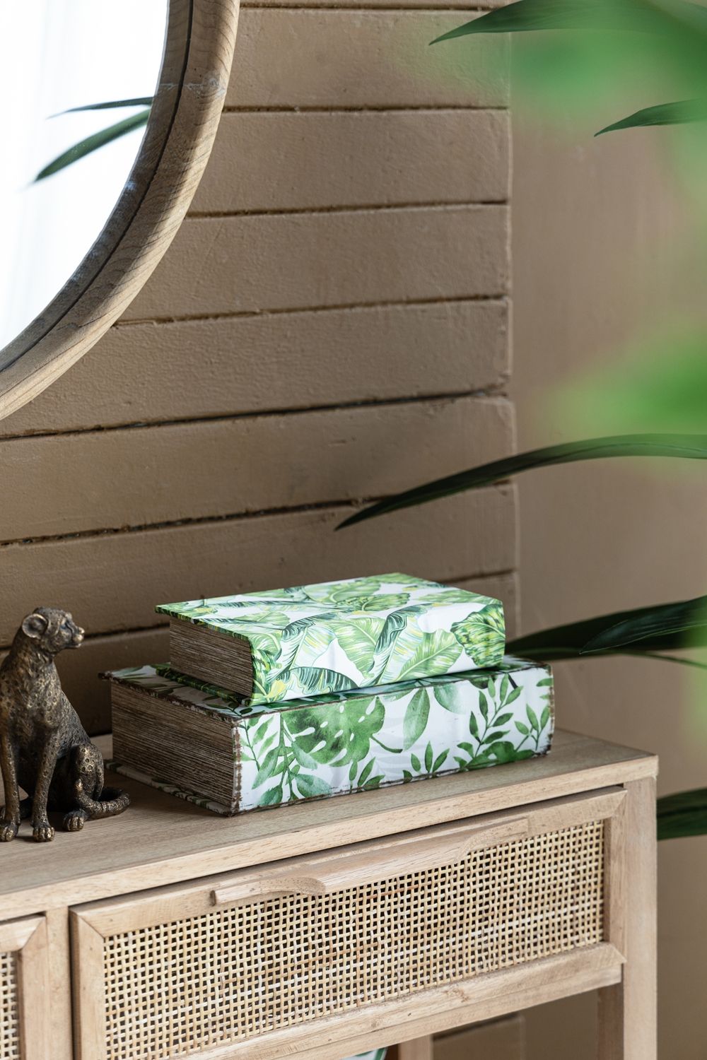Botanical And Book Boxes (Set of 2) - White / Green