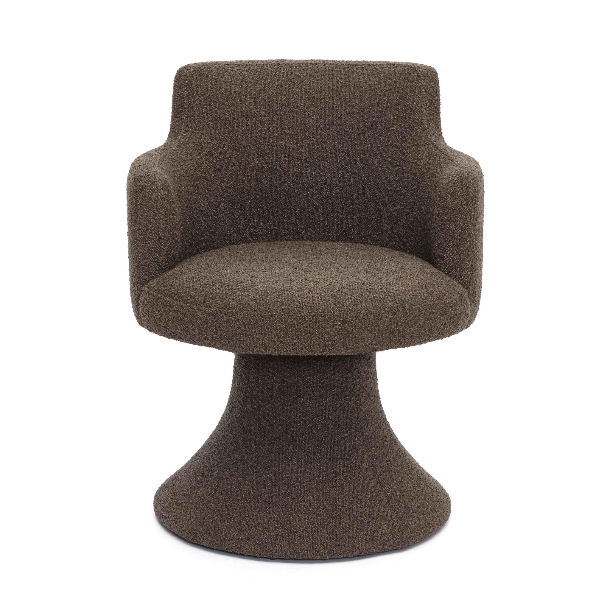 Jeffree - Performance Boucle Swivel Dining Chair - Chocolate Brown