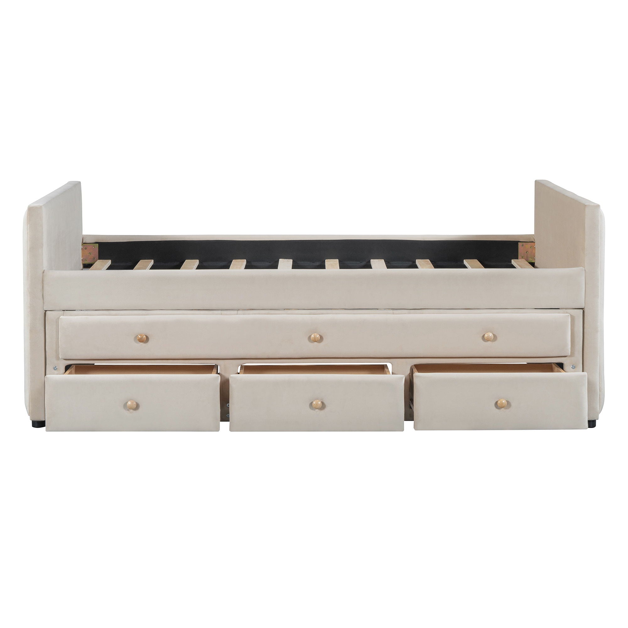 Upholstered Daybed With Trundle And Drawers