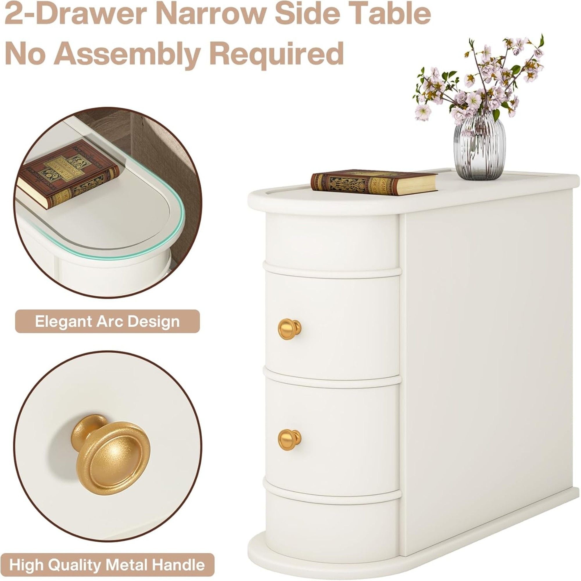 Narrow 2 Drawer End Table