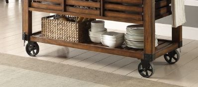 Kaif - Distressed Chestnut Kitchen Cart - Chestnut - Best Buy Furniture
