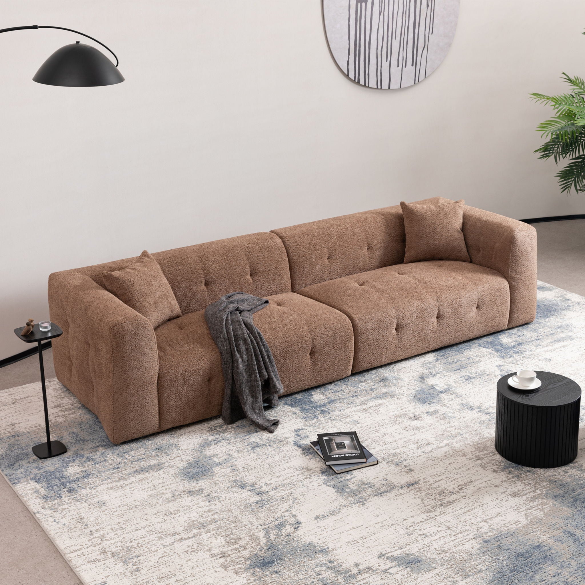 Stylish Sofa With Square Design And Thick Handrailing For Living Room