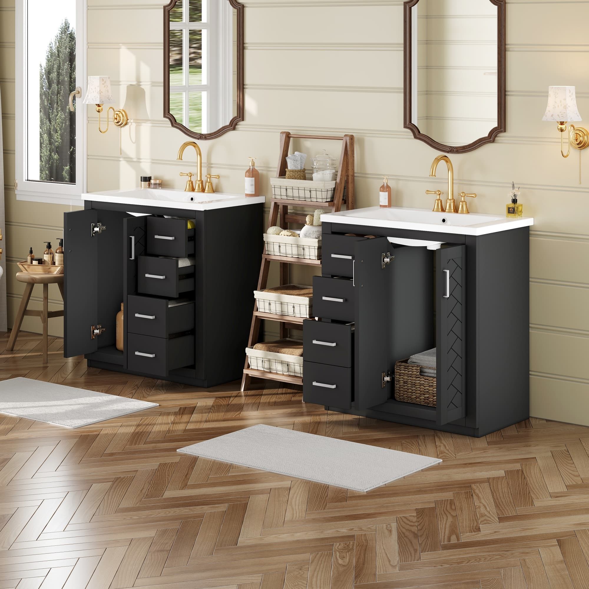 Bathroom Vanity Set With Sink, Storage Cabinet With Drawers & Soft Closing Doors