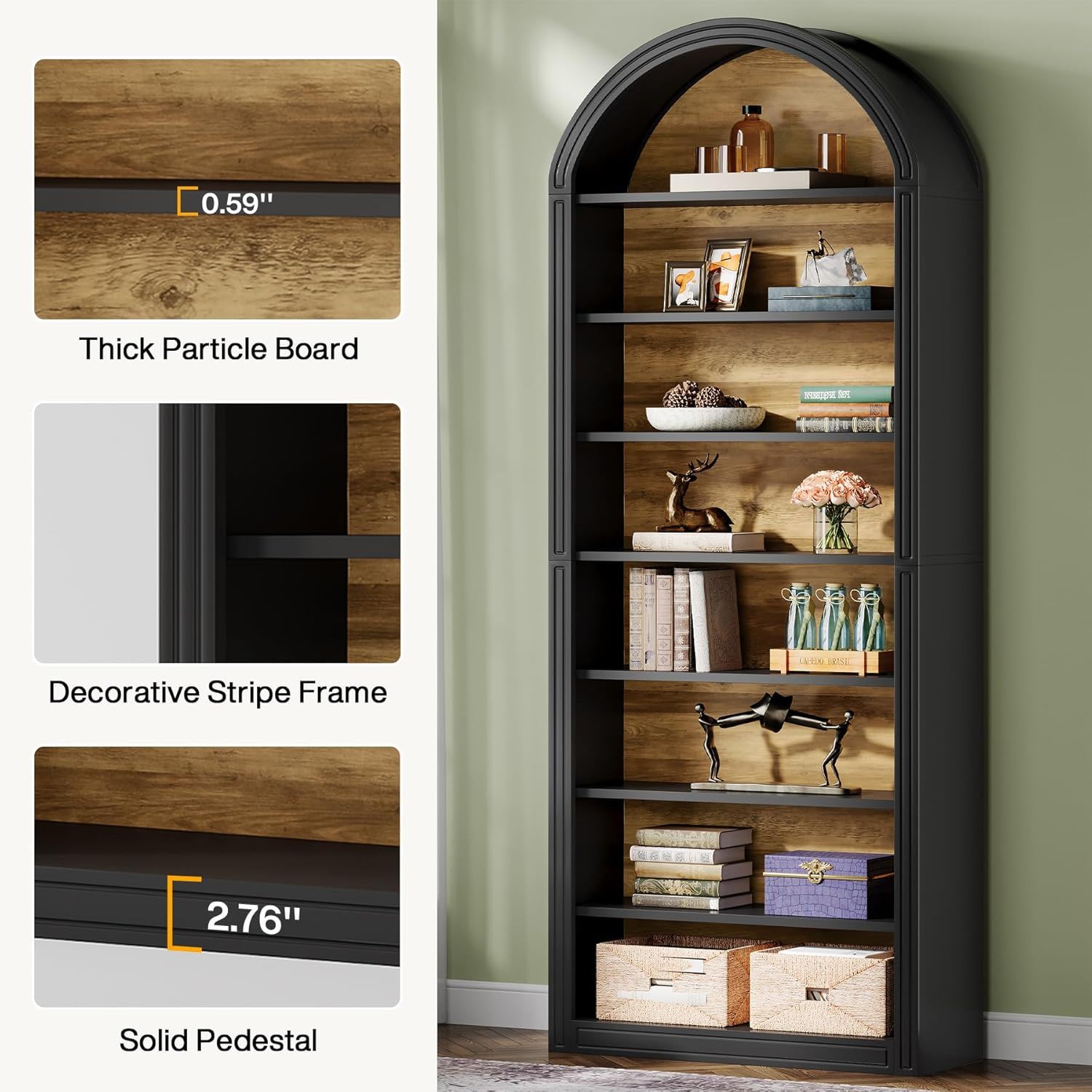 8 Tier Arched Open Display Shelving Unit For Living Room