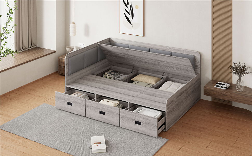 Daybed With 3 Drawers And 3 Storage Compartments