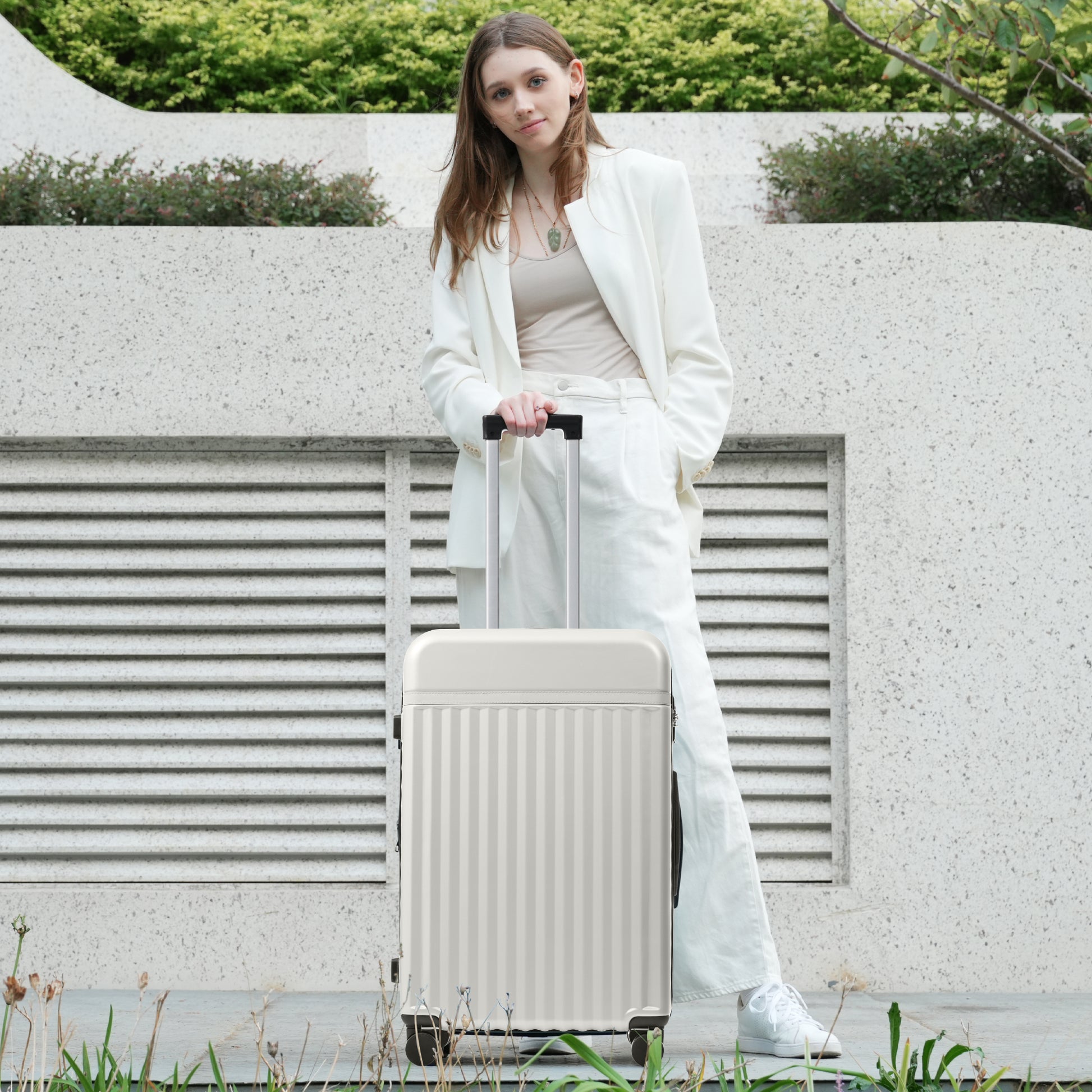 Front Opening Luggage Set 3 Piece, Hardside Carry on Suitcase with USB Port, Expandable Luggage with Handle Bag Spinner Wheels TSA Lock - Best Buy Furniture