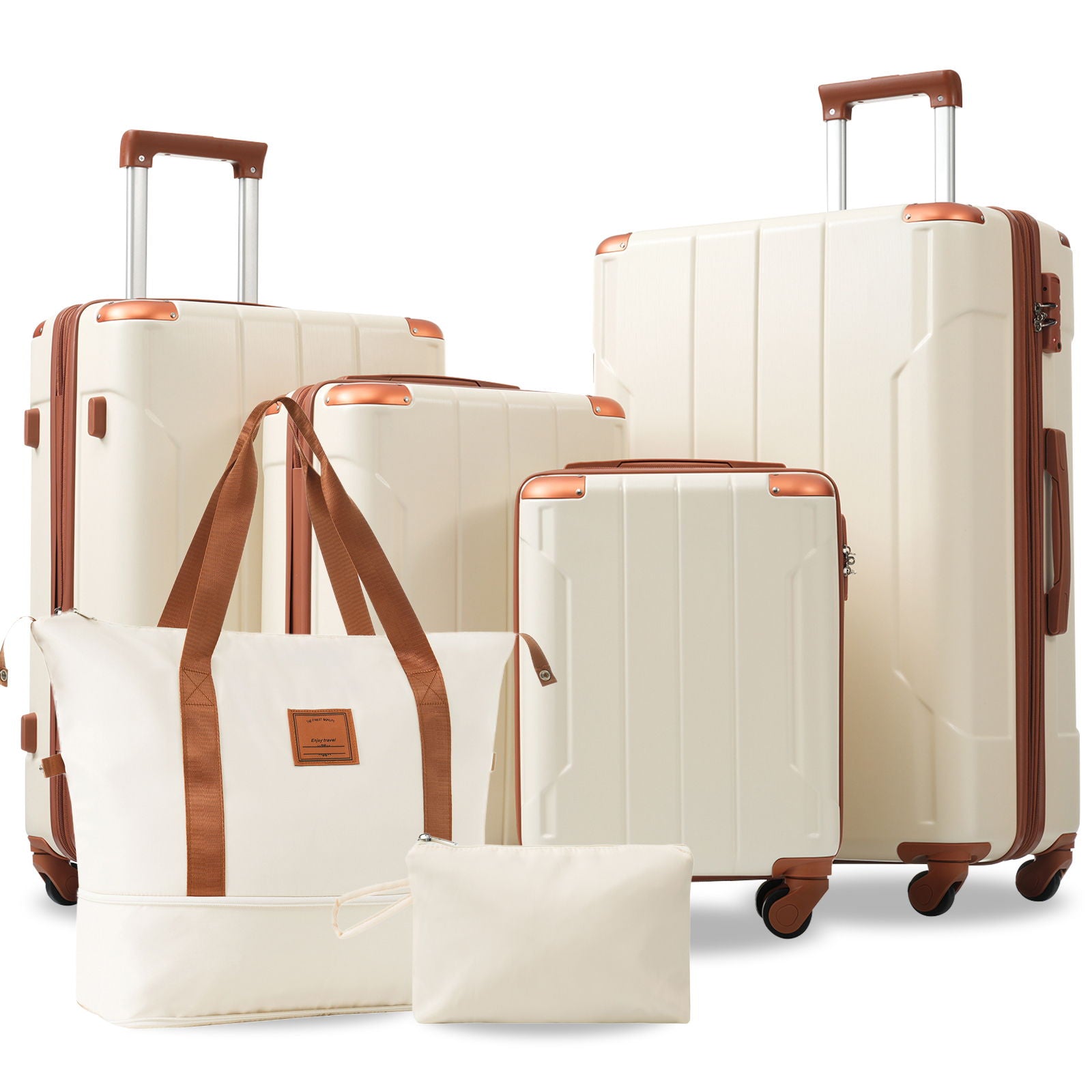 Hardshell Luggage 6 Piece Suitcase Set, Expandable Lightweight Suitcases With Wheels, Tsa Lock
