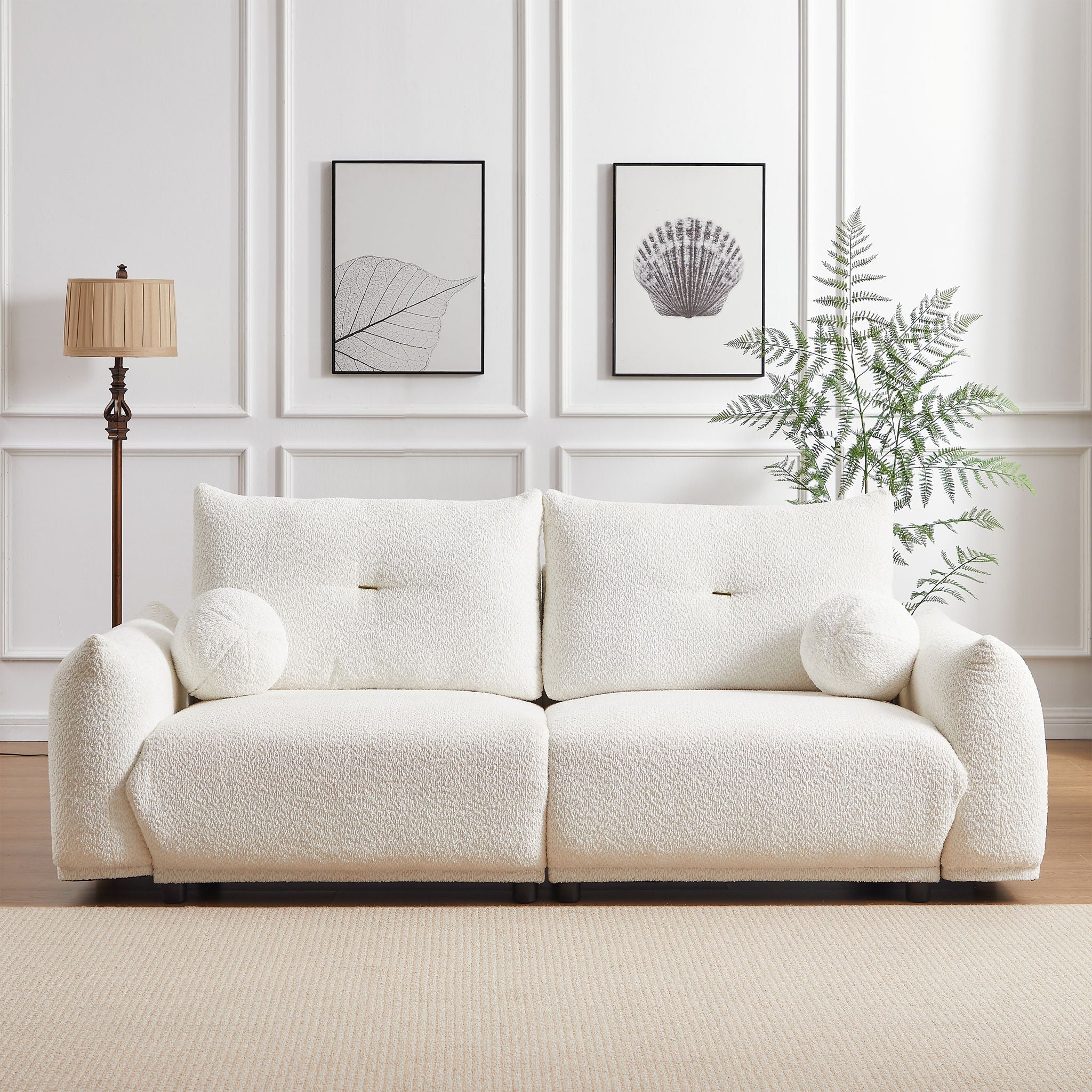 2 Seater Cushion Comfortable Sofas With 2 Cushions And 2 Ball Pillows