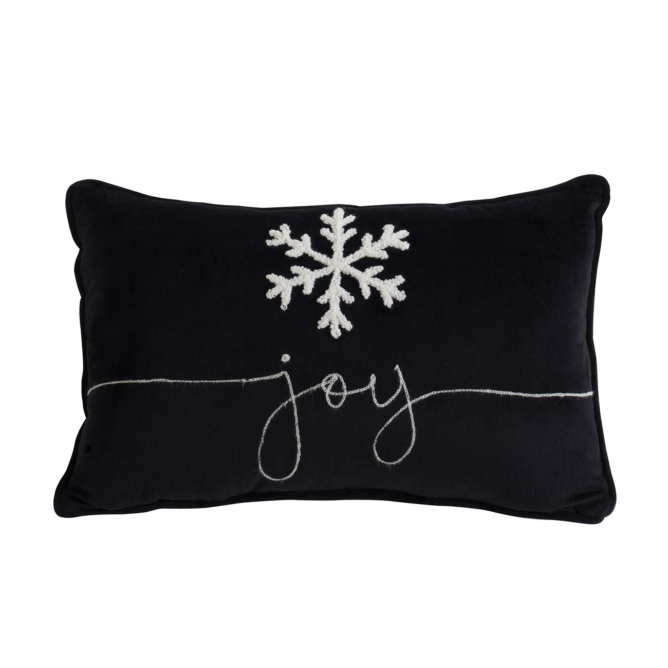 Velvet Pillow With Embroidered Joy And Frosty Snowflake, For Christmas Halloween Holiday Decor (Set of 2)