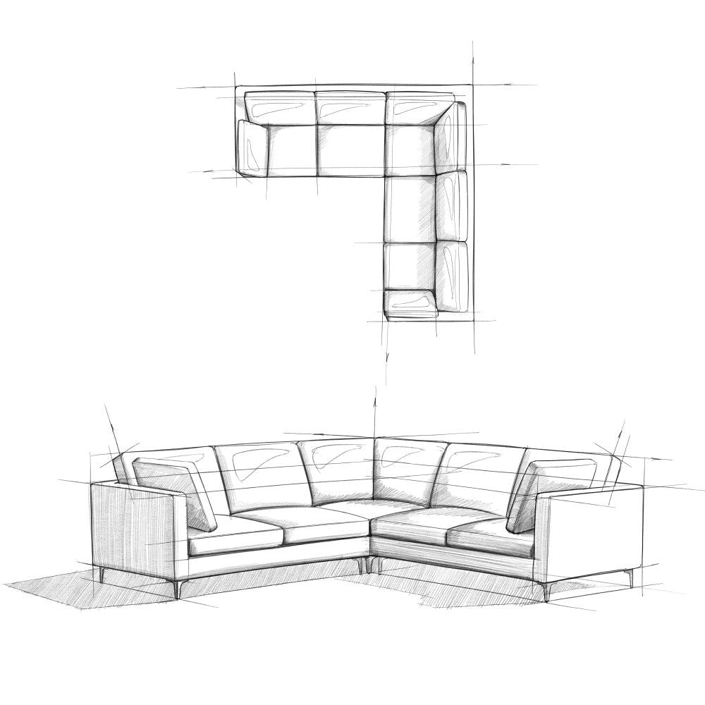 Ava - Mid Century Corner Sectional Sofa Handcrafted - Best Buy Furniture