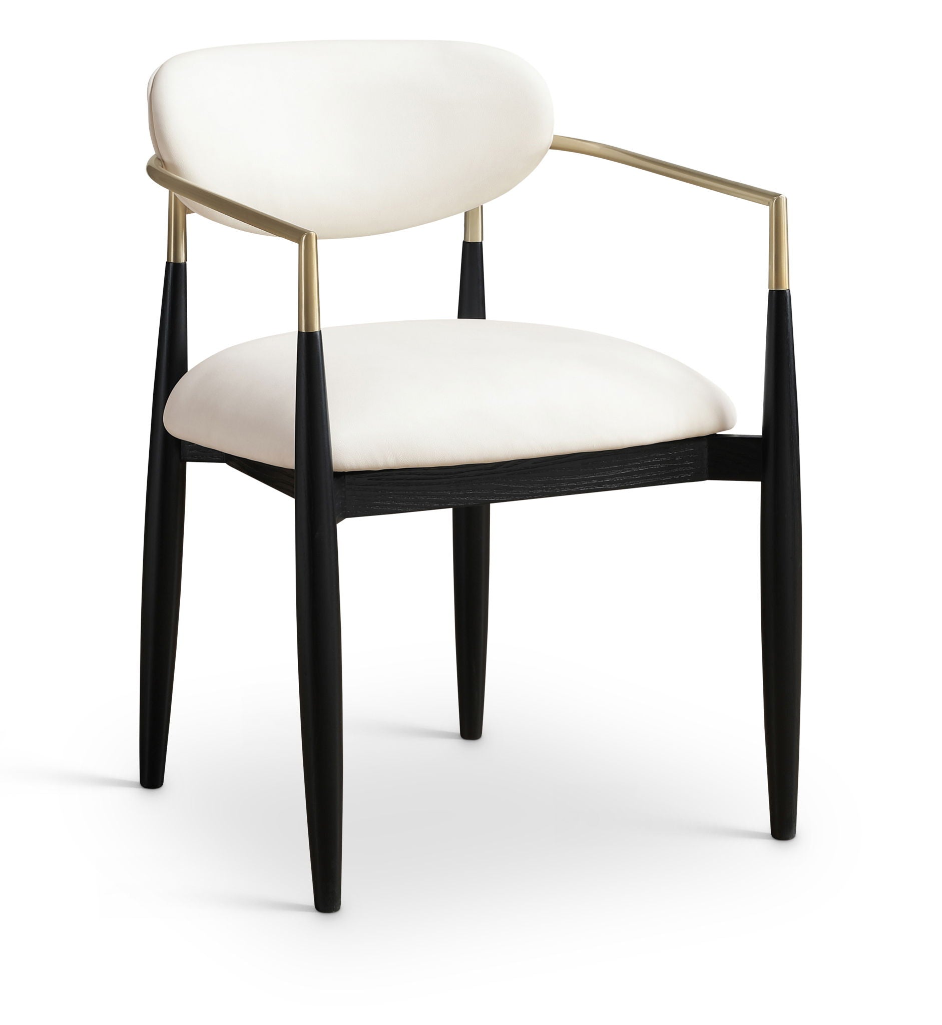 Riccio - Faux Leather Dining Arm Chair (Set of 2) - Black And Gold Frame