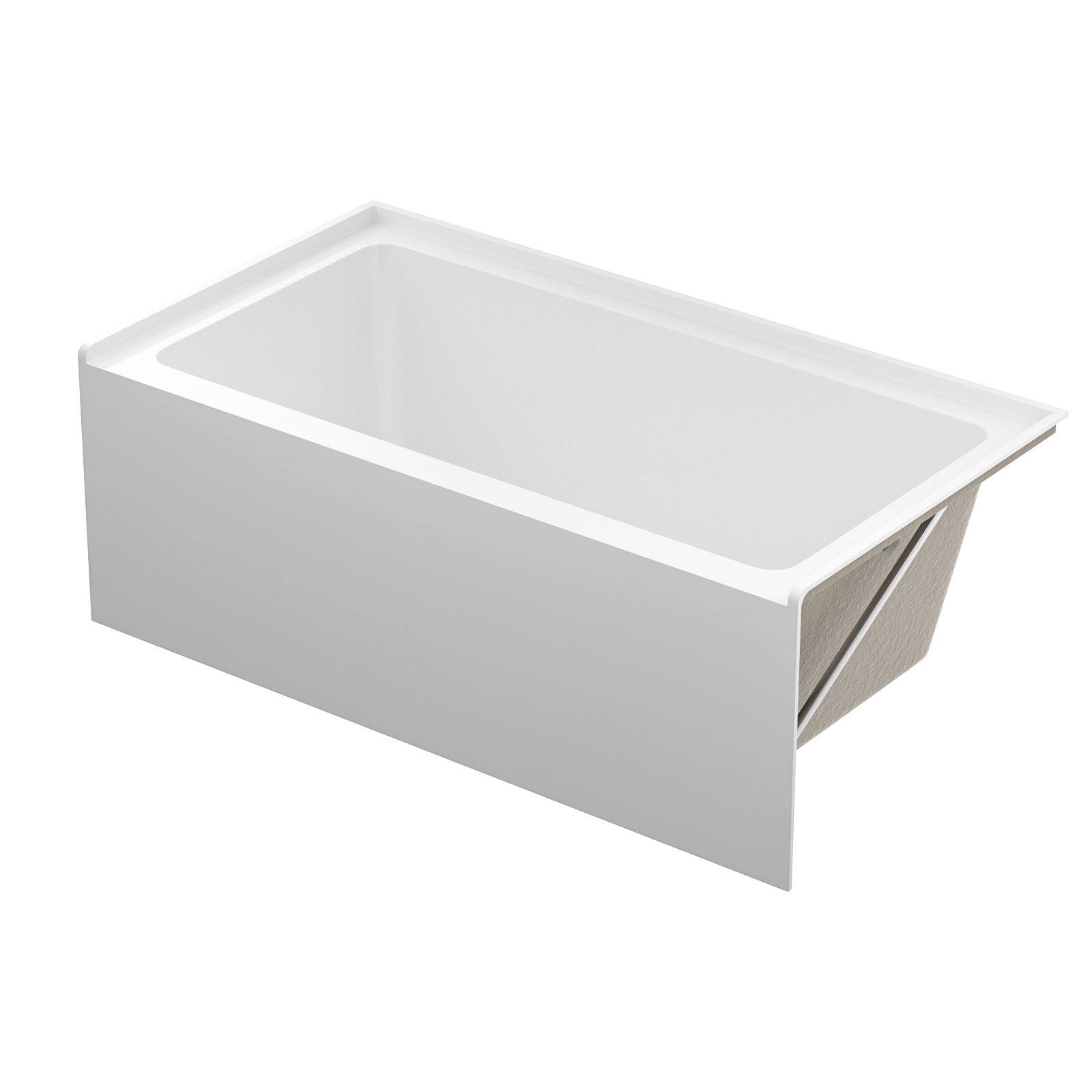 Alcove Soaking Bathtub With Skirt - Back - To - Wall Design - Glossy White