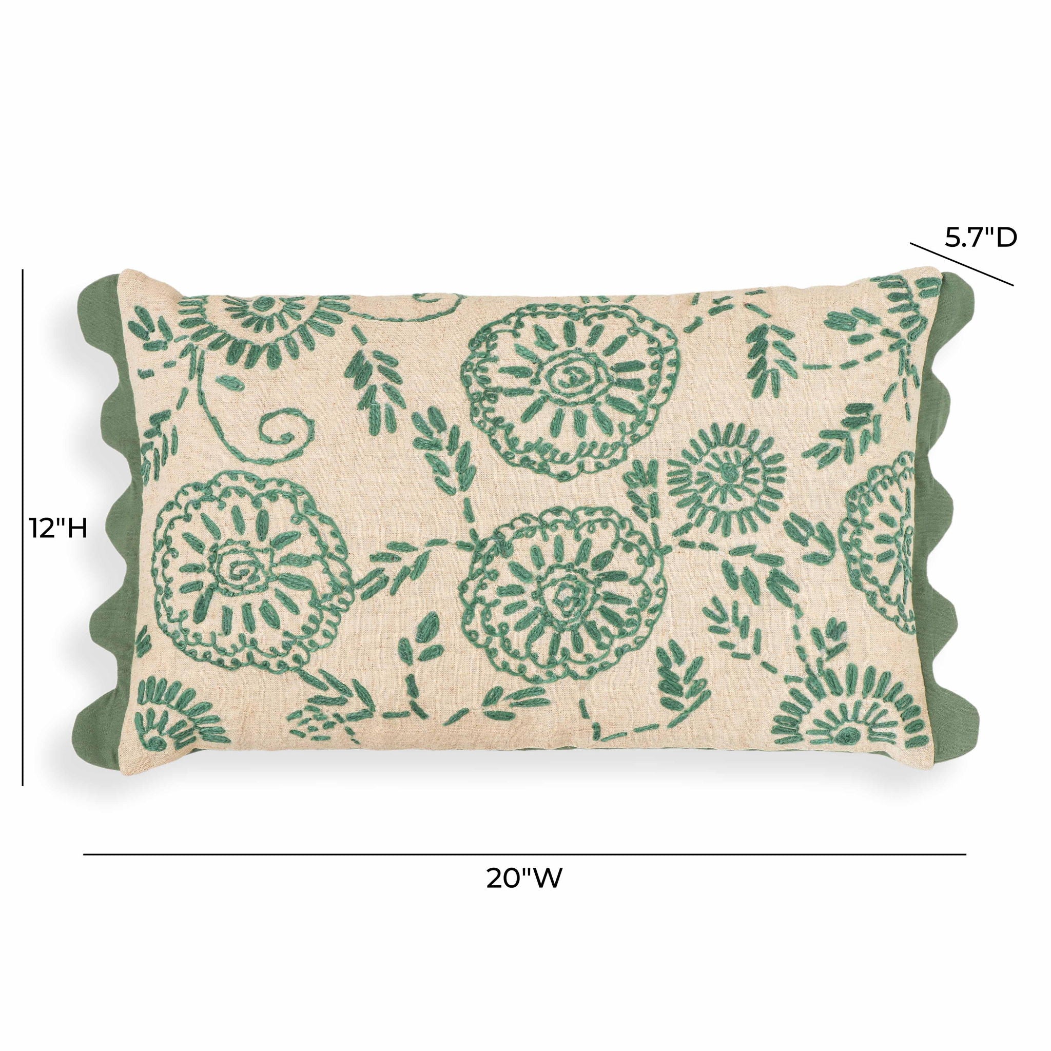 Portia - Embroidered Cotton Flex 20" x 12" Accent Cushion