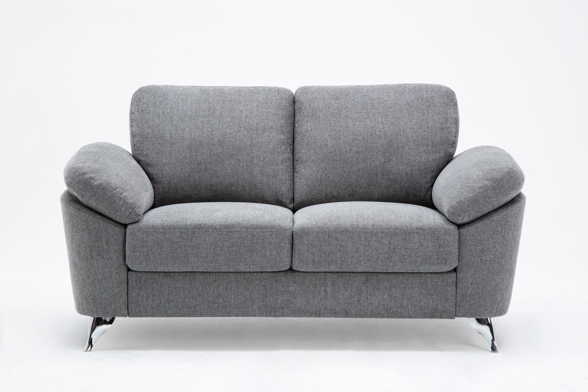 Villanelle - Loveseat With Chrome Finish Legs - Light Gray - Best Buy Furniture