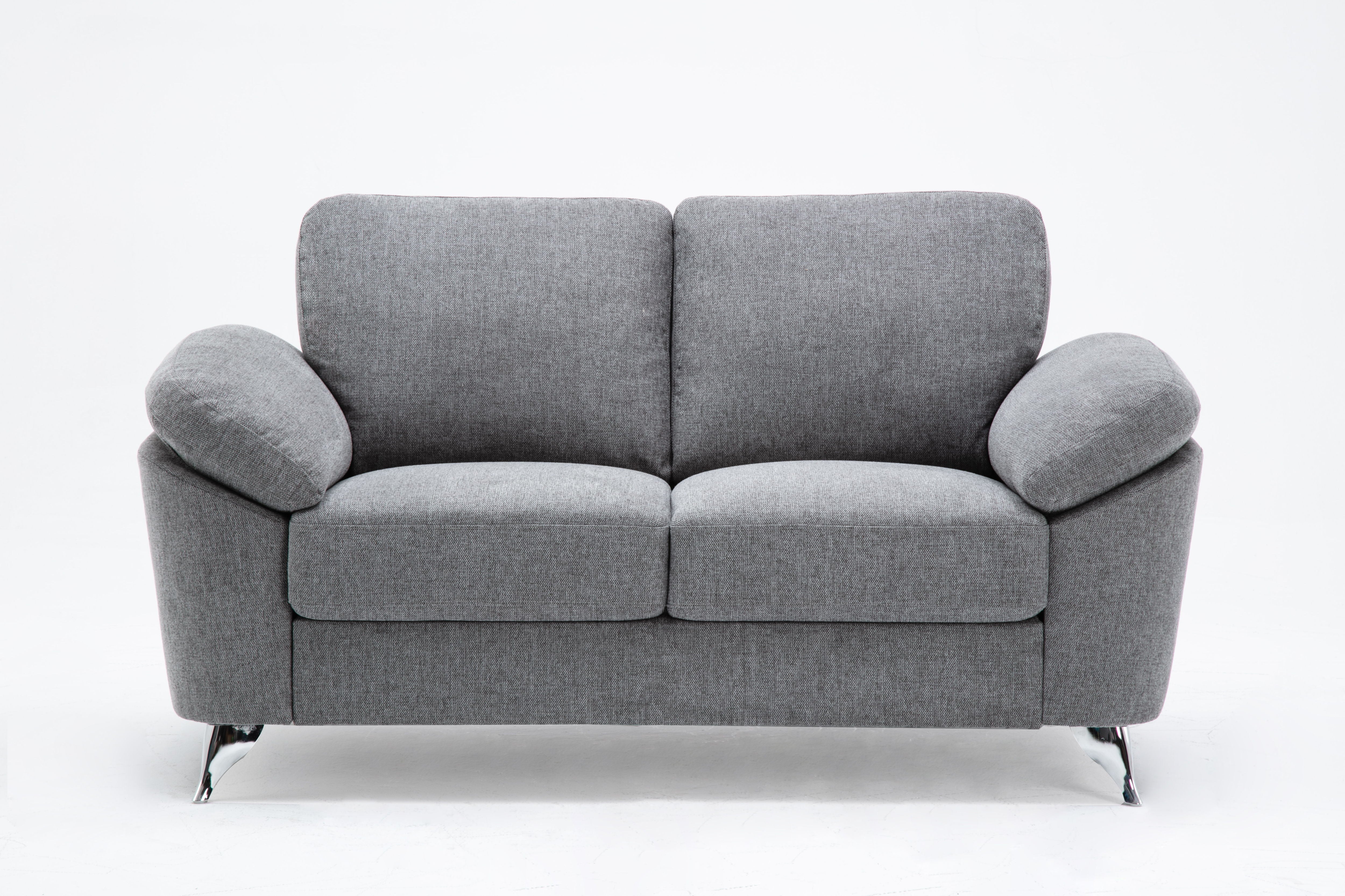 Villanelle - Loveseat With Chrome Finish Legs - Light Gray - Best Buy Furniture