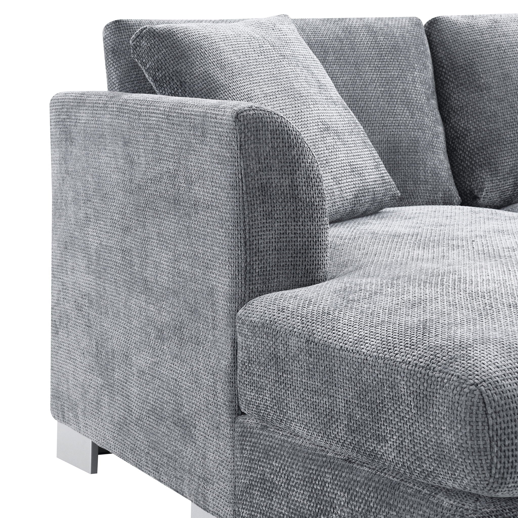 Modern Cloud Sectional Sofa L Shaped Luxury Couch Set With 2 Free Pillows 4 Seat With Oversized Chaise