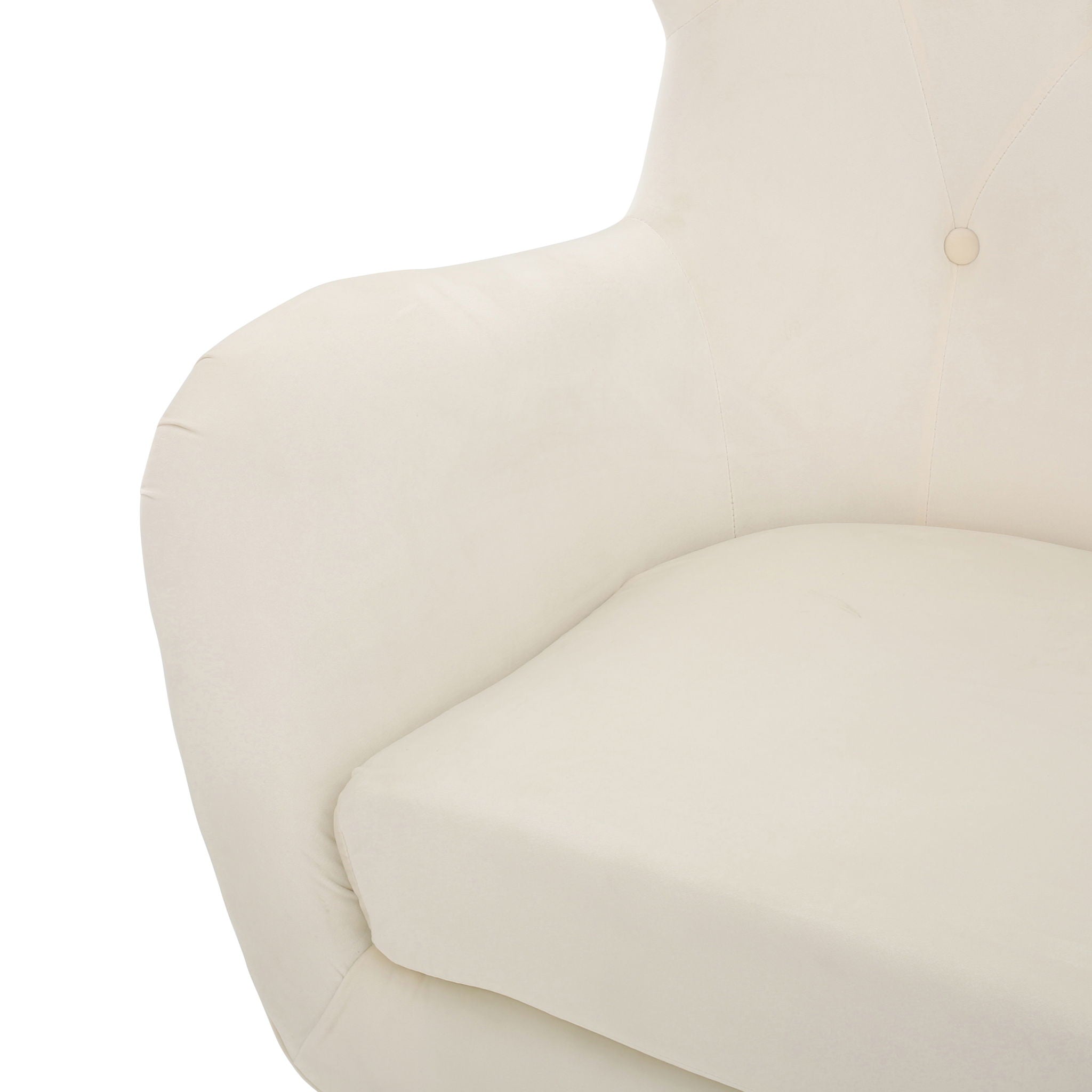 Style Velvet Arm Chair With Wingback And Flared Arms - Ivory