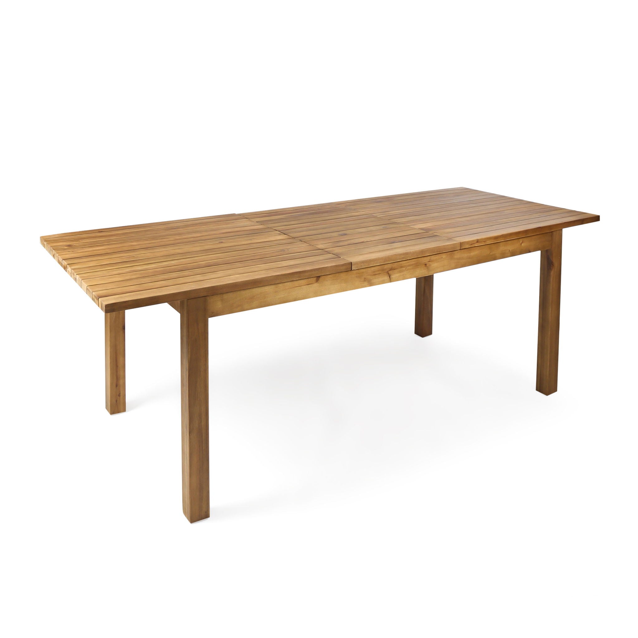 Wilson - Expandable Dining Table With Slat Design - Teak Acacia Wood - Best Buy Furniture